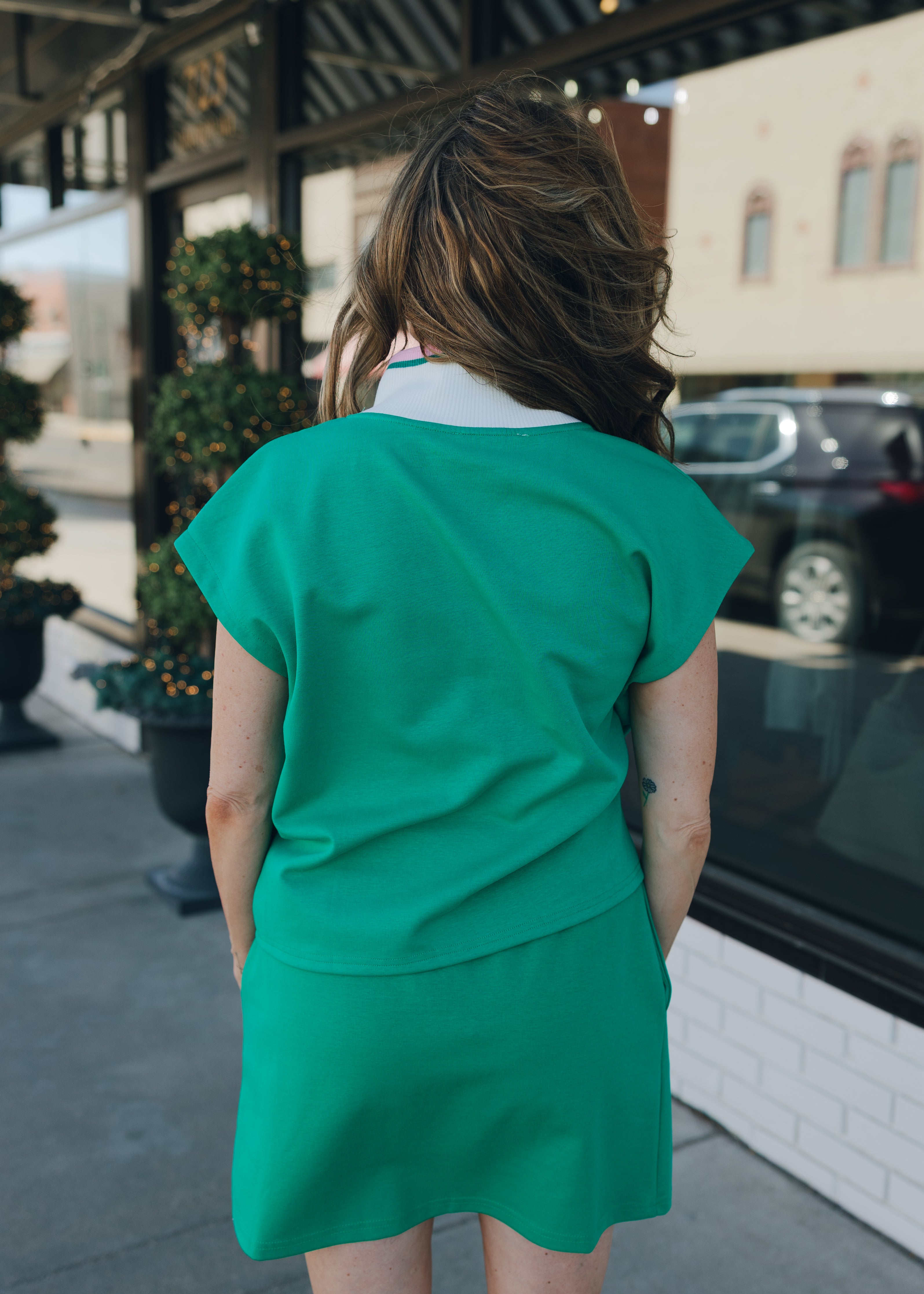 Sleeveless Half-Zip Top W/ Mini Skirt Set