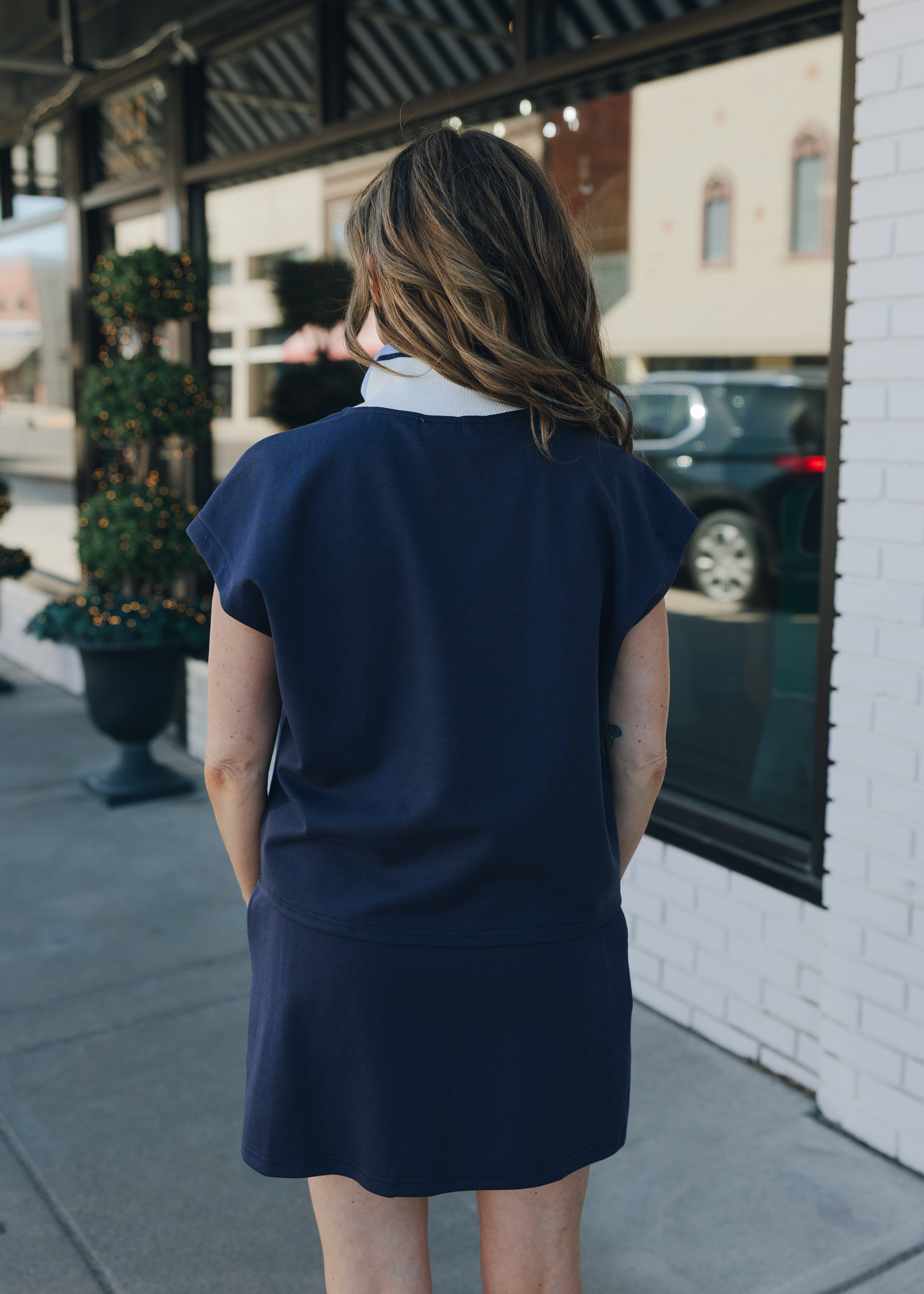 Sleeveless Half-Zip Top W/ Mini Skirt Set