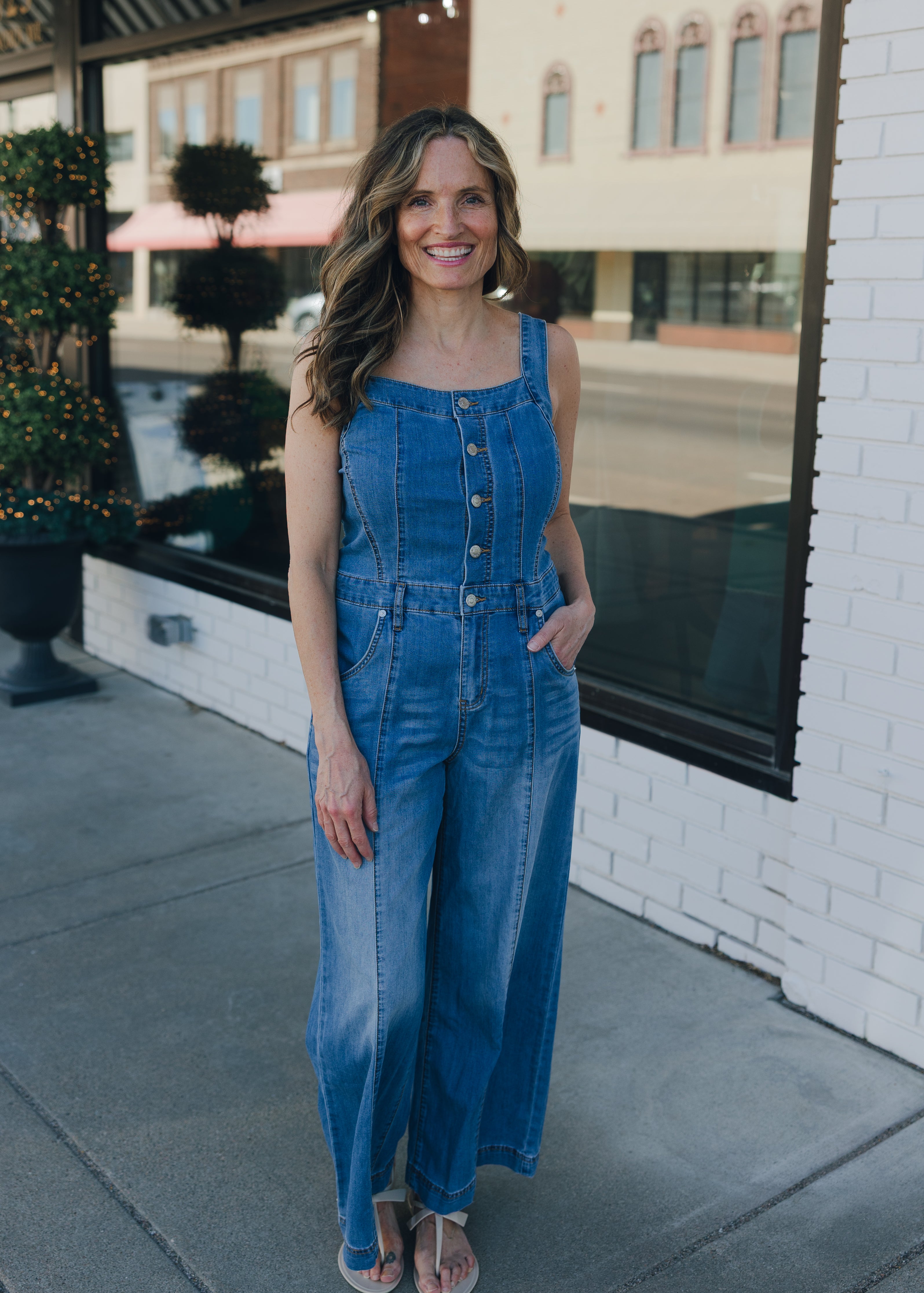 Tribal Sleeveless Denim Jumpsuit