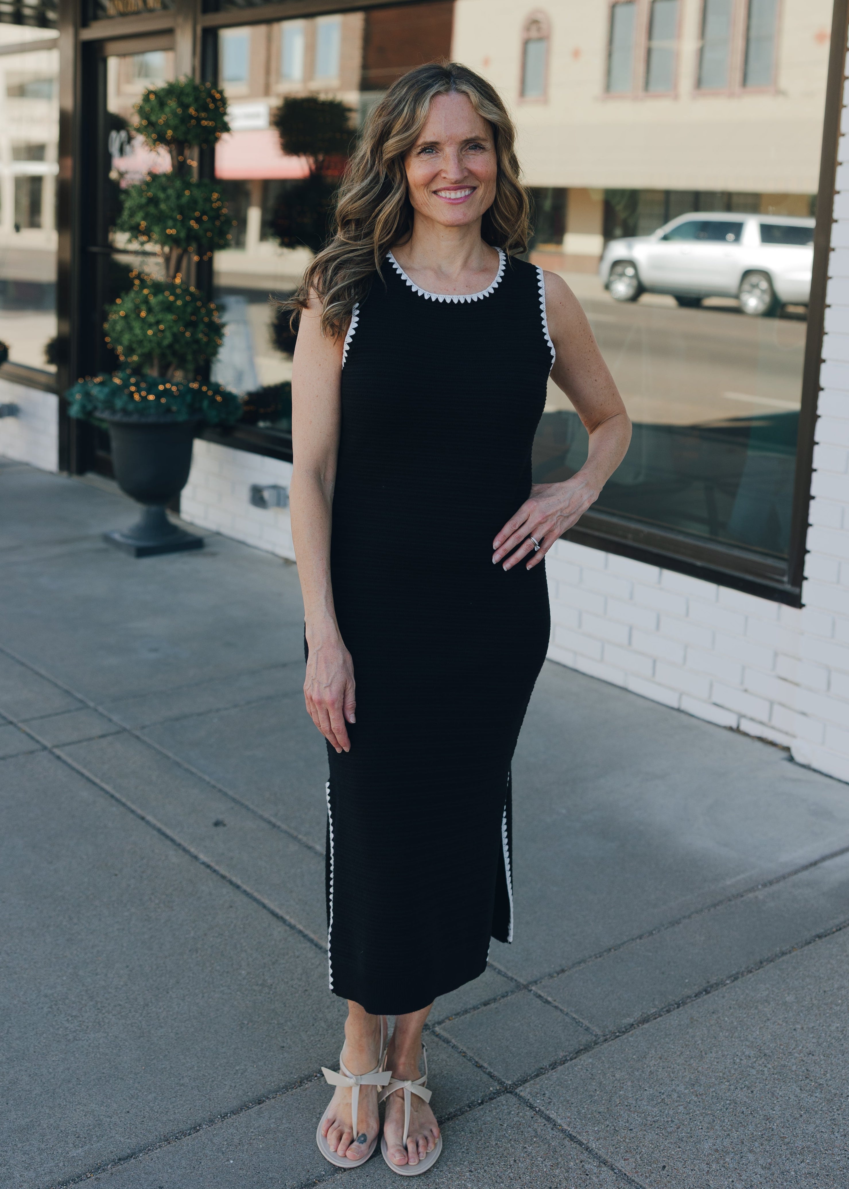 Tribal Sleeveless Sweater Dress W/ Slits