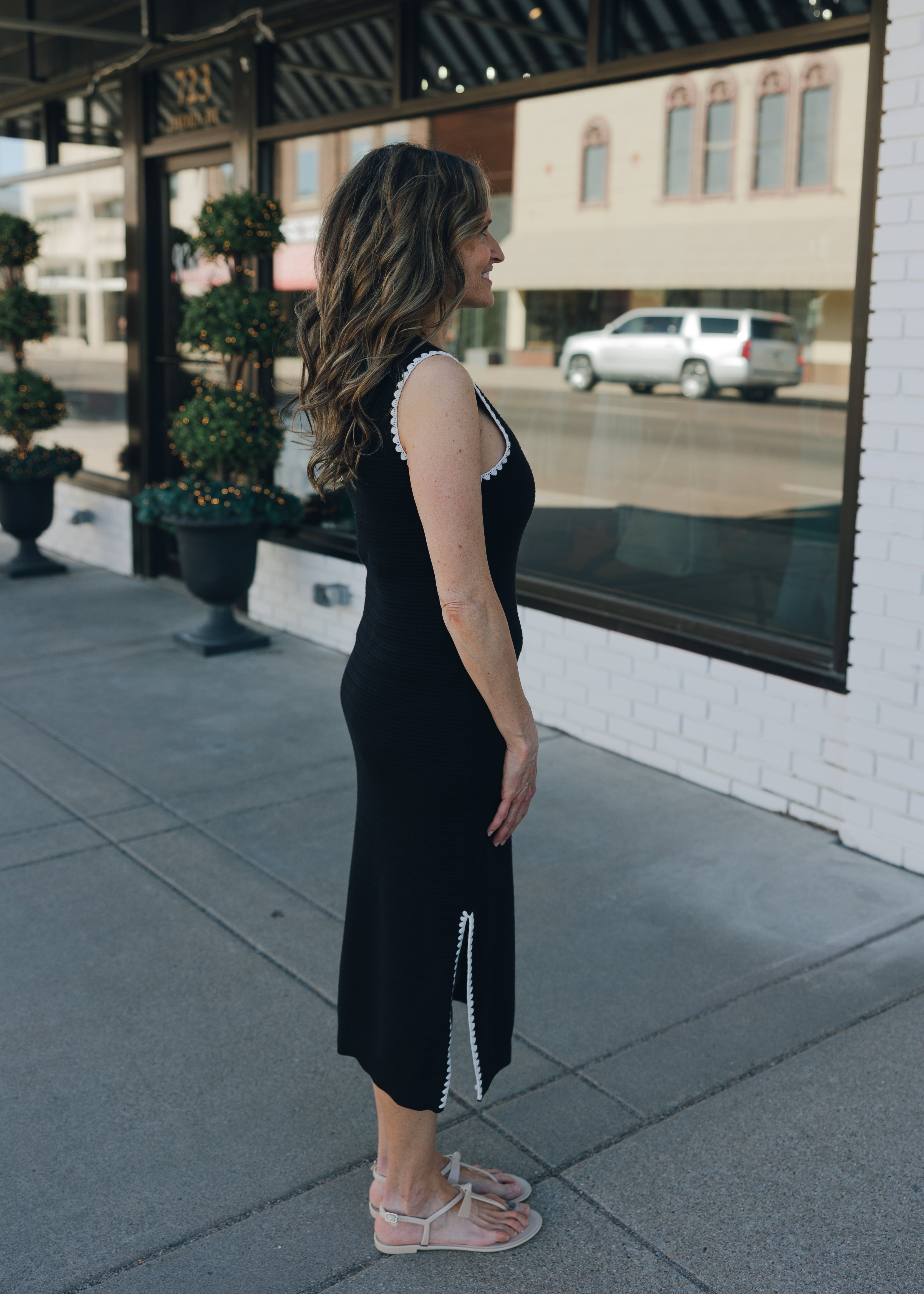 Tribal Sleeveless Sweater Dress W/ Slits