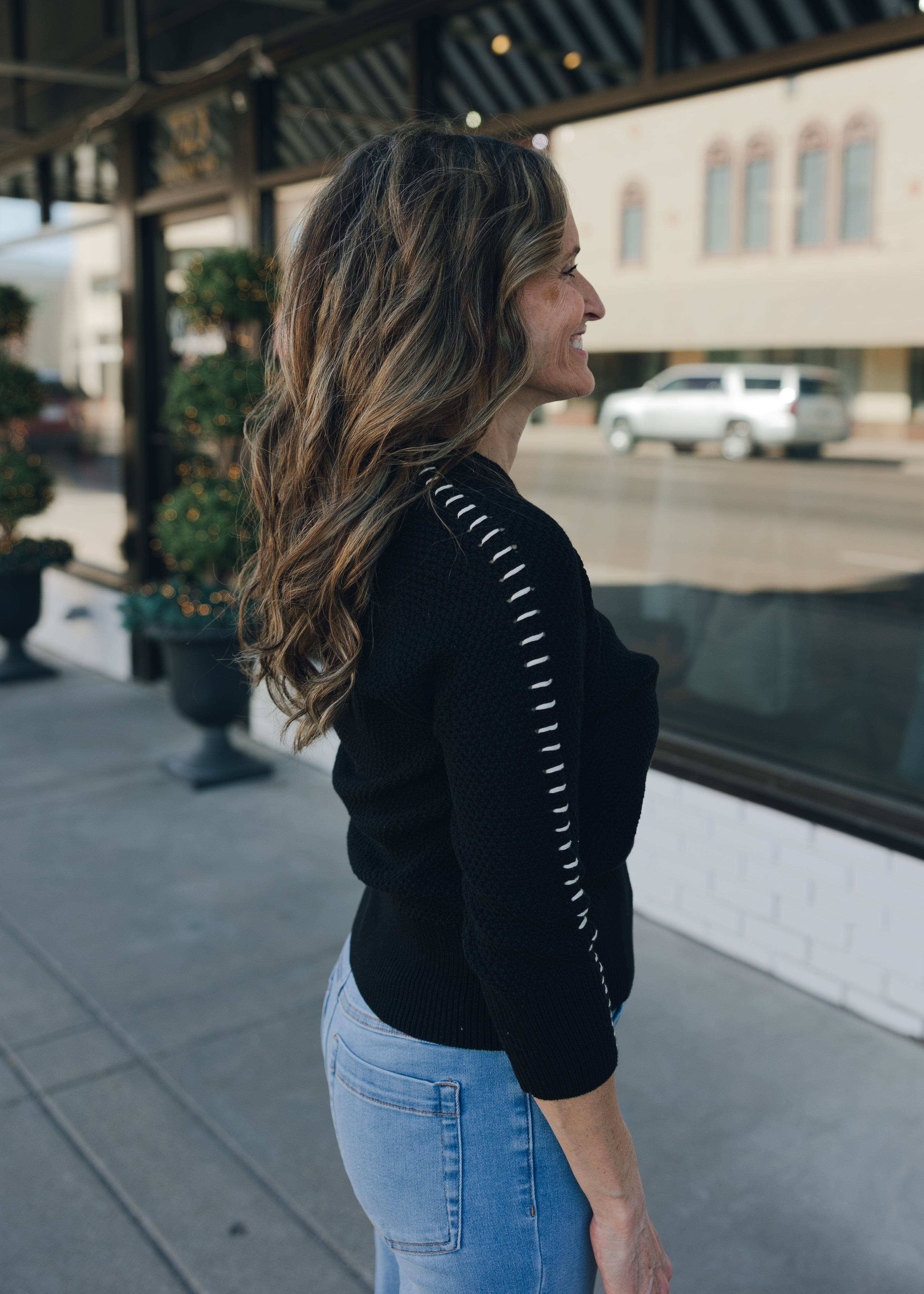 Tribal 3/4 Sleeve Embroidered Sweater