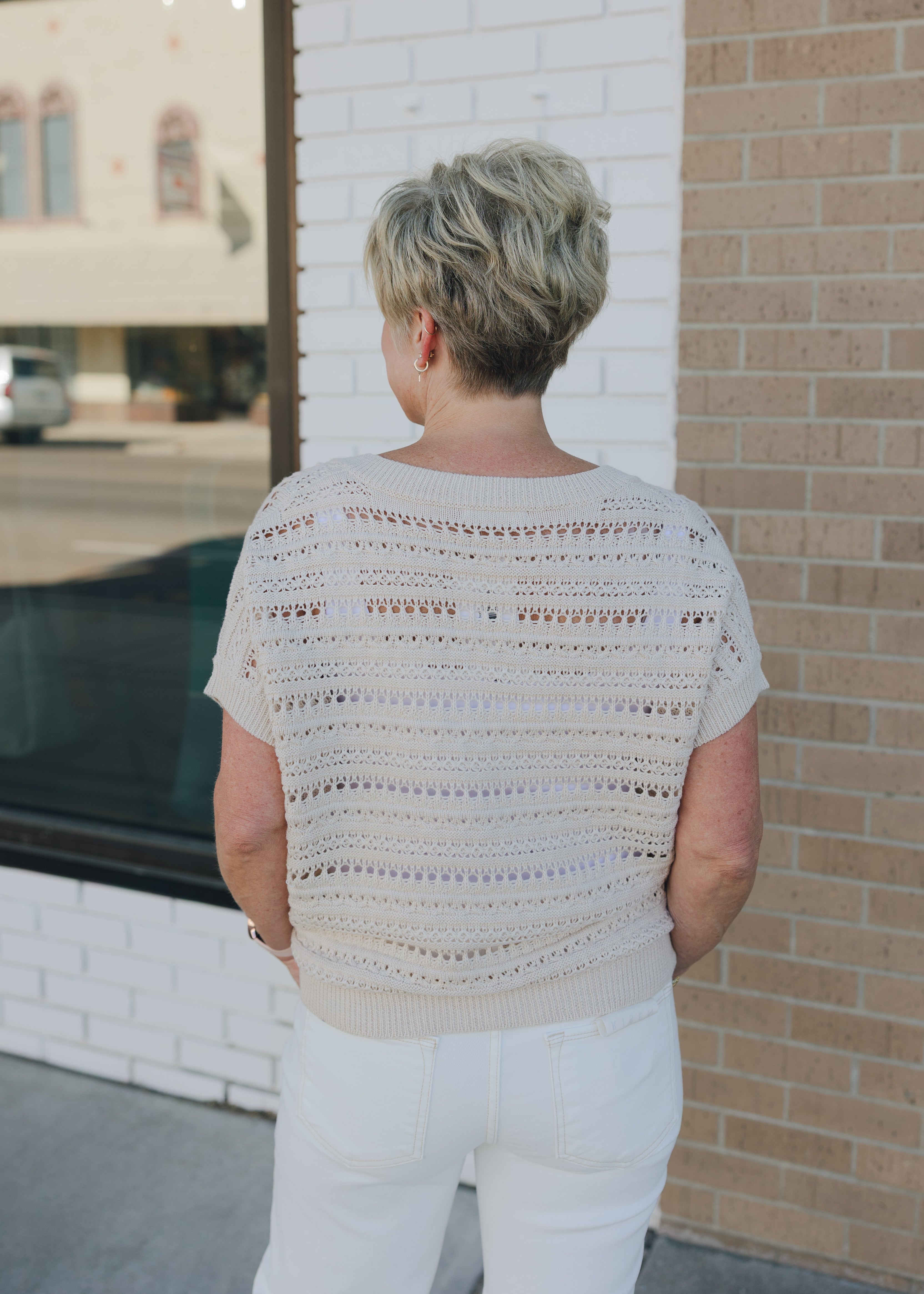 V-Neck Short Sleeve Sweater