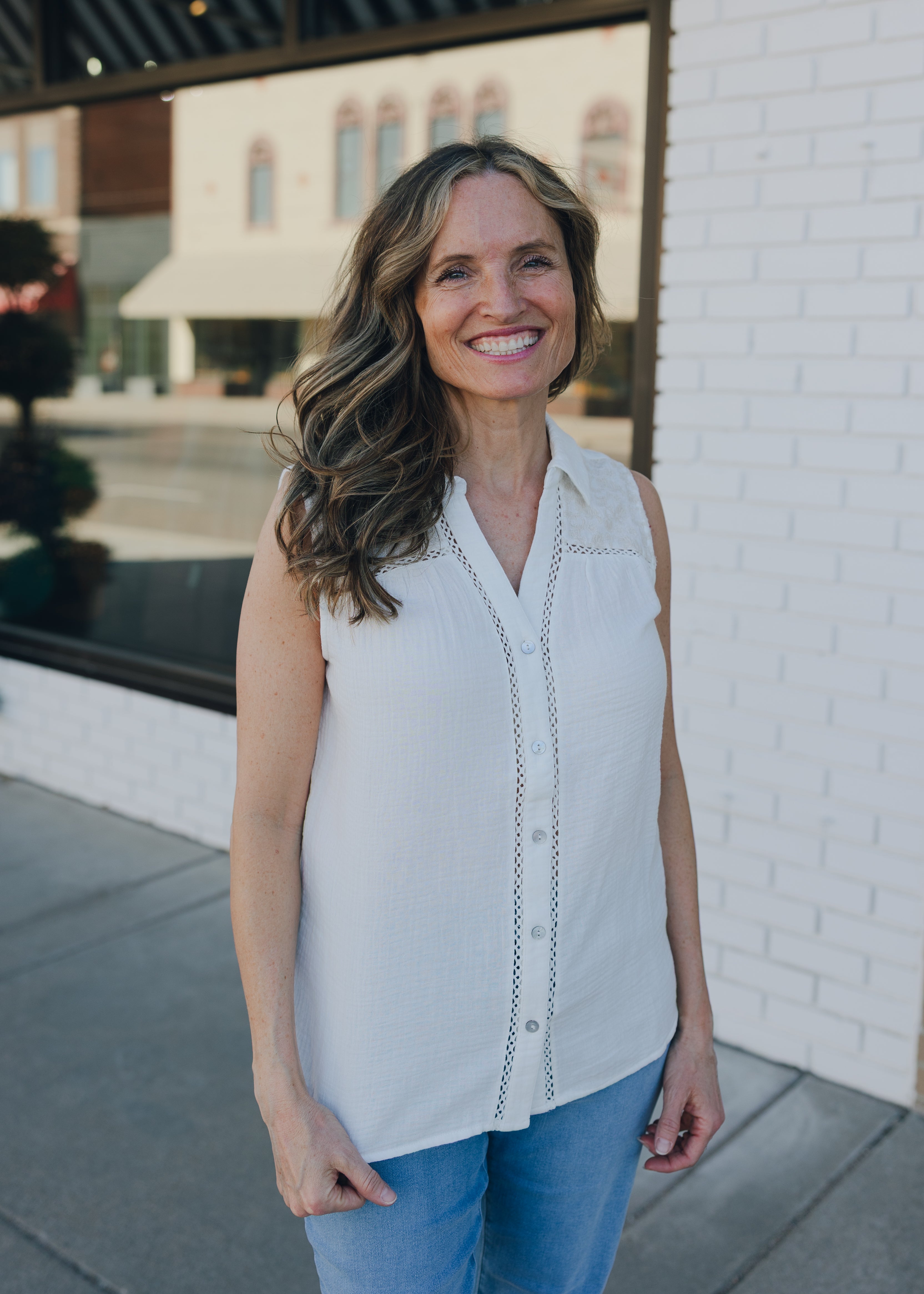 Tribal Sleeveless Blouse W/ Embroidered Yoke
