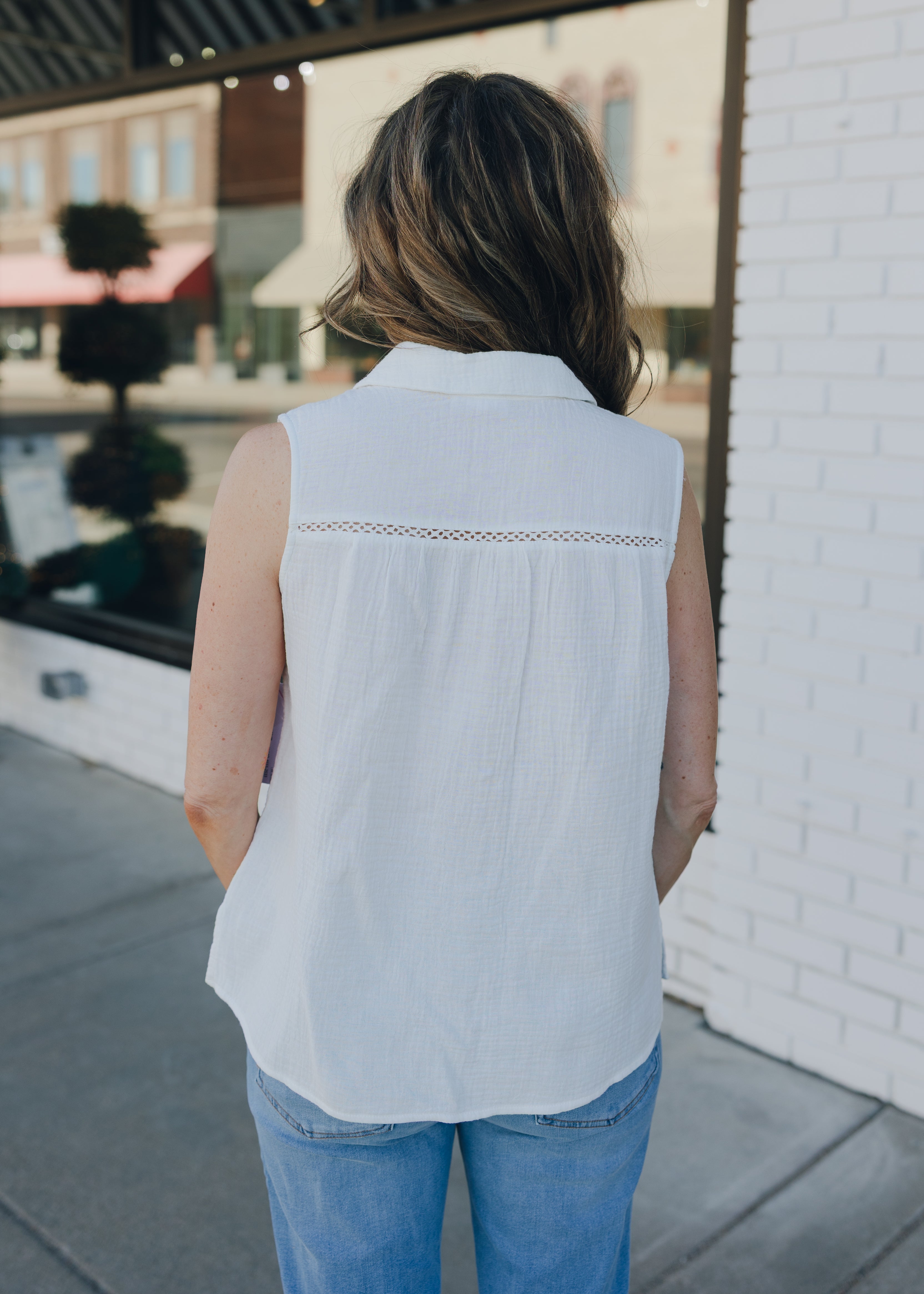 Tribal Sleeveless Blouse W/ Embroidered Yoke