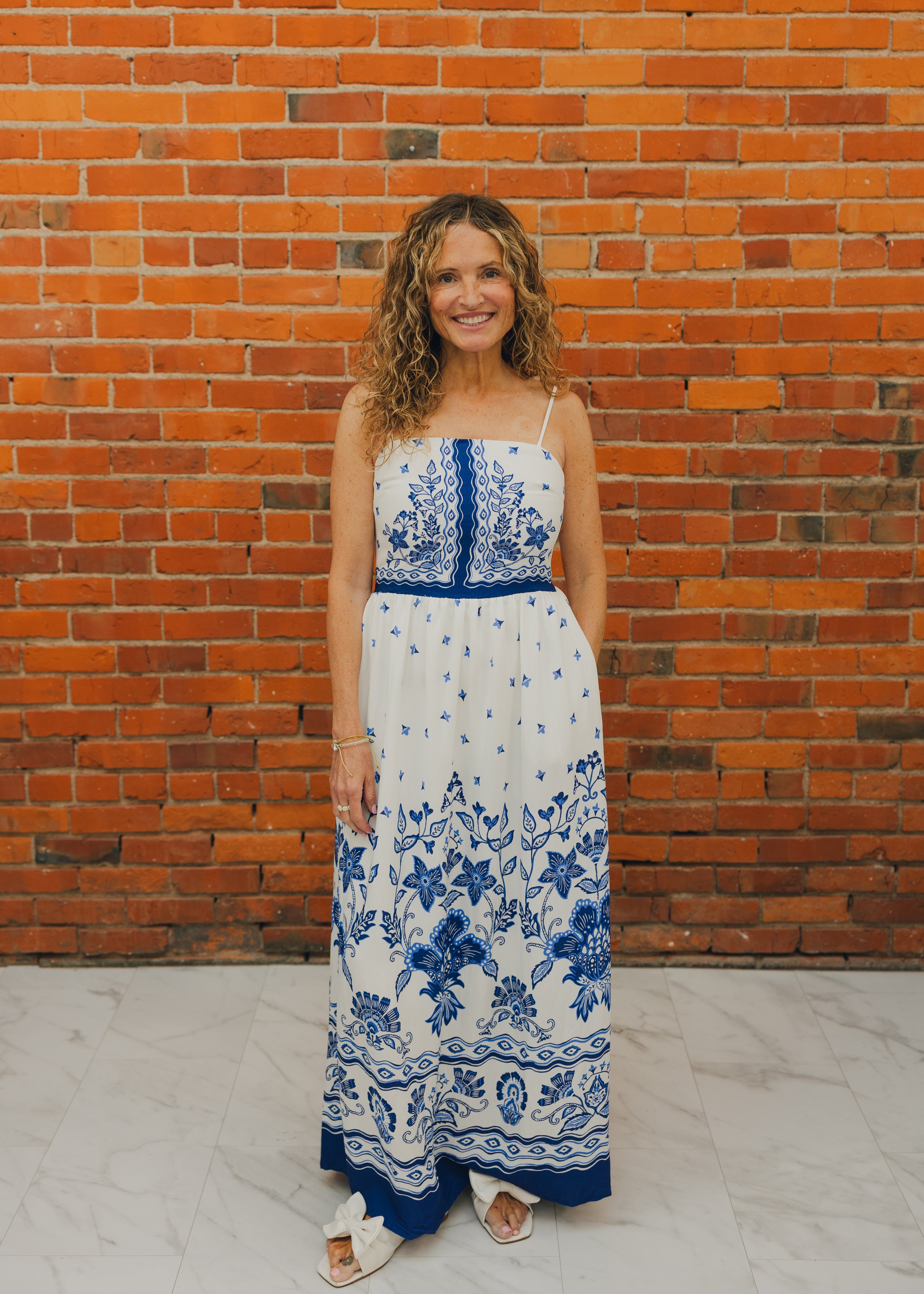 Border Print Maxi Dress