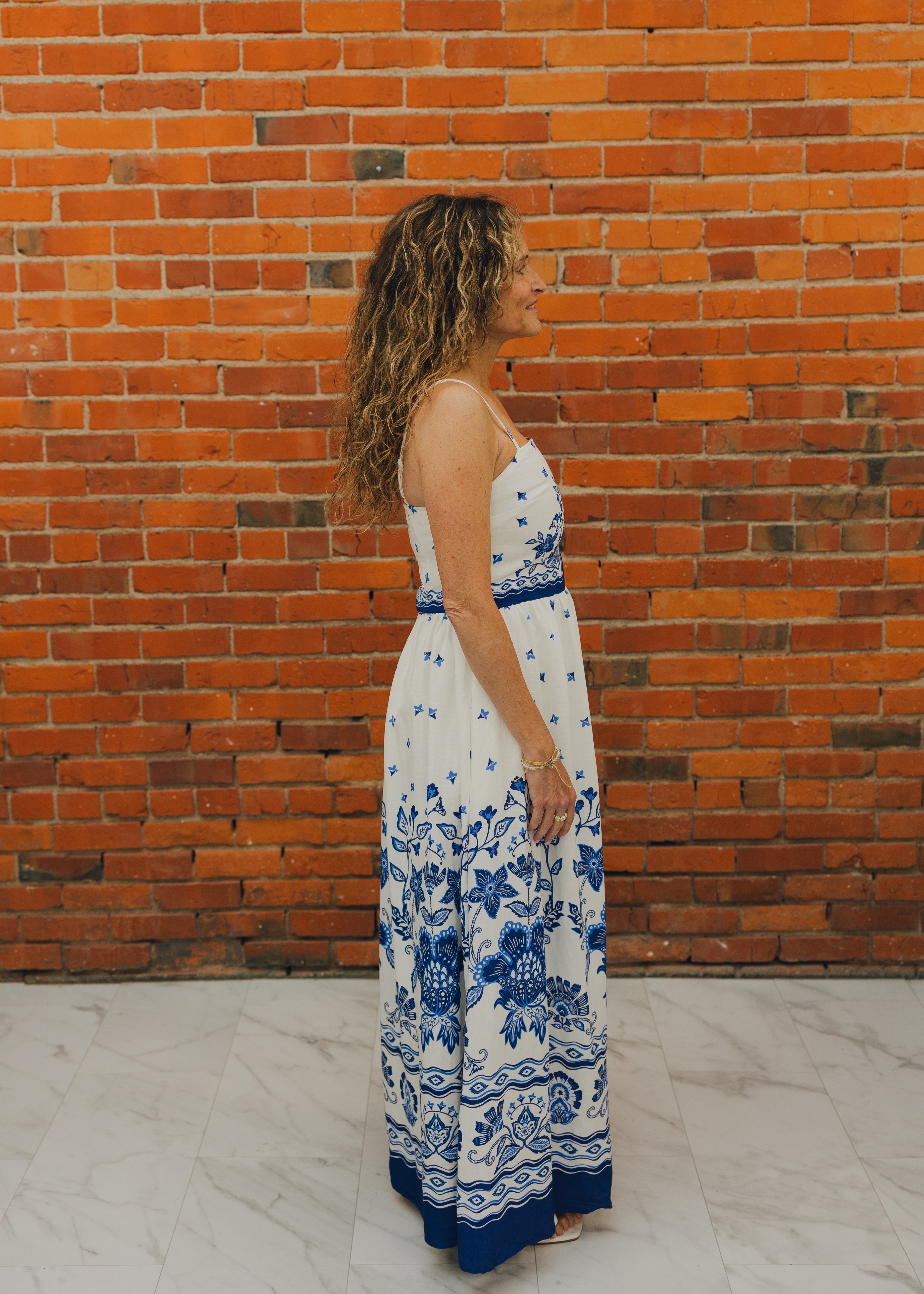 Border Print Maxi Dress