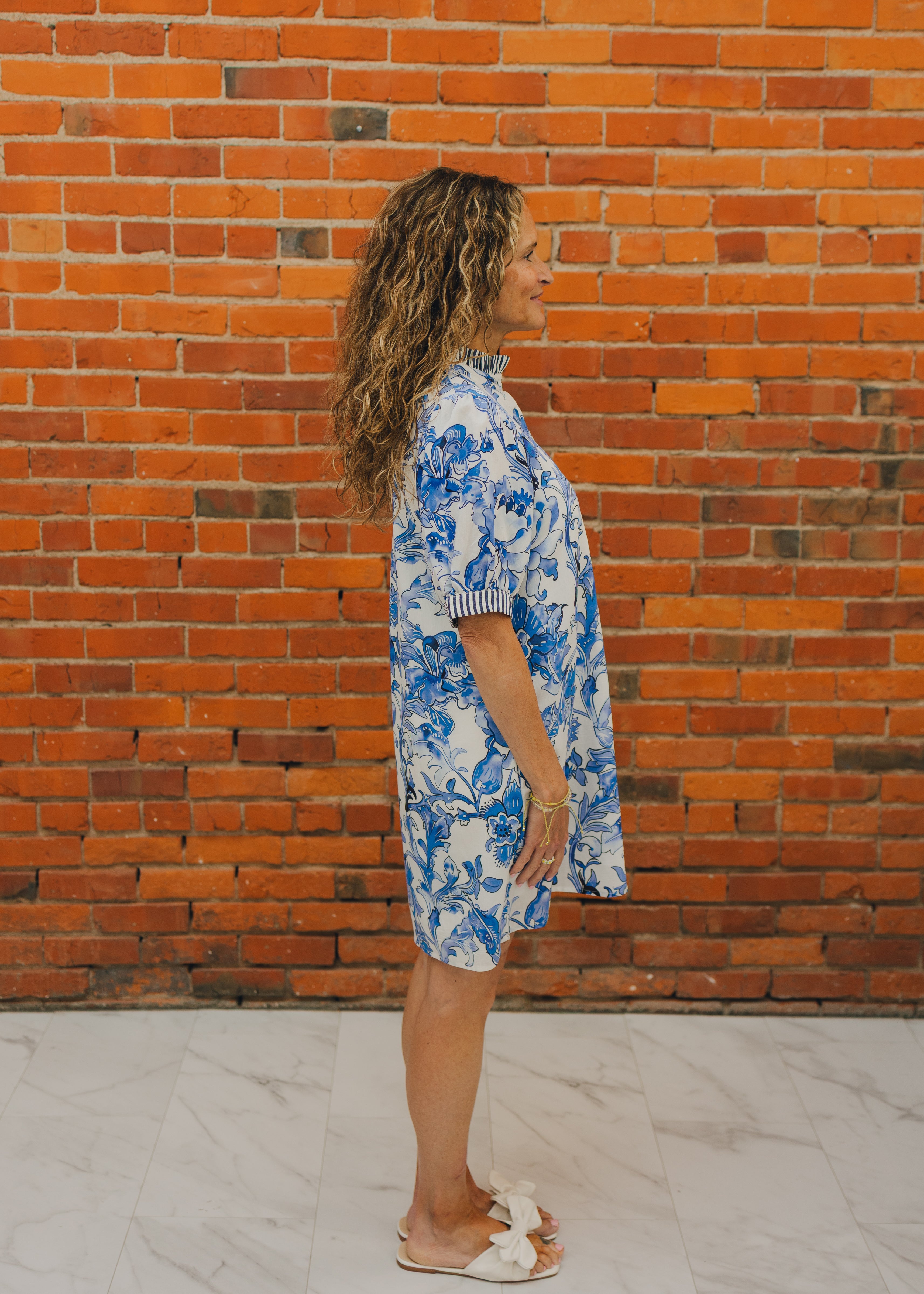Floral & Stripe Puff Sleeve Dress