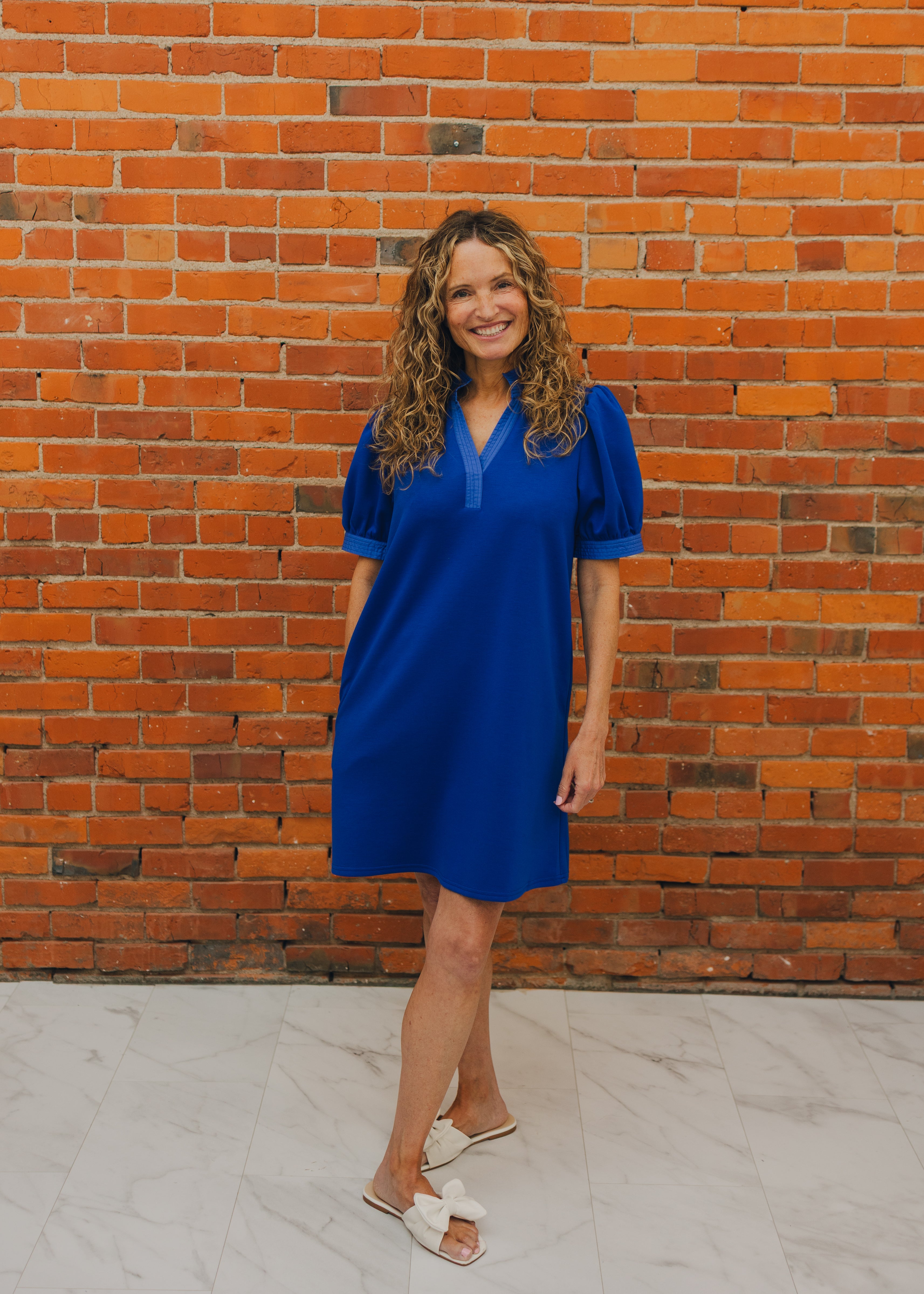 Puff Sleeve V Neck Dress