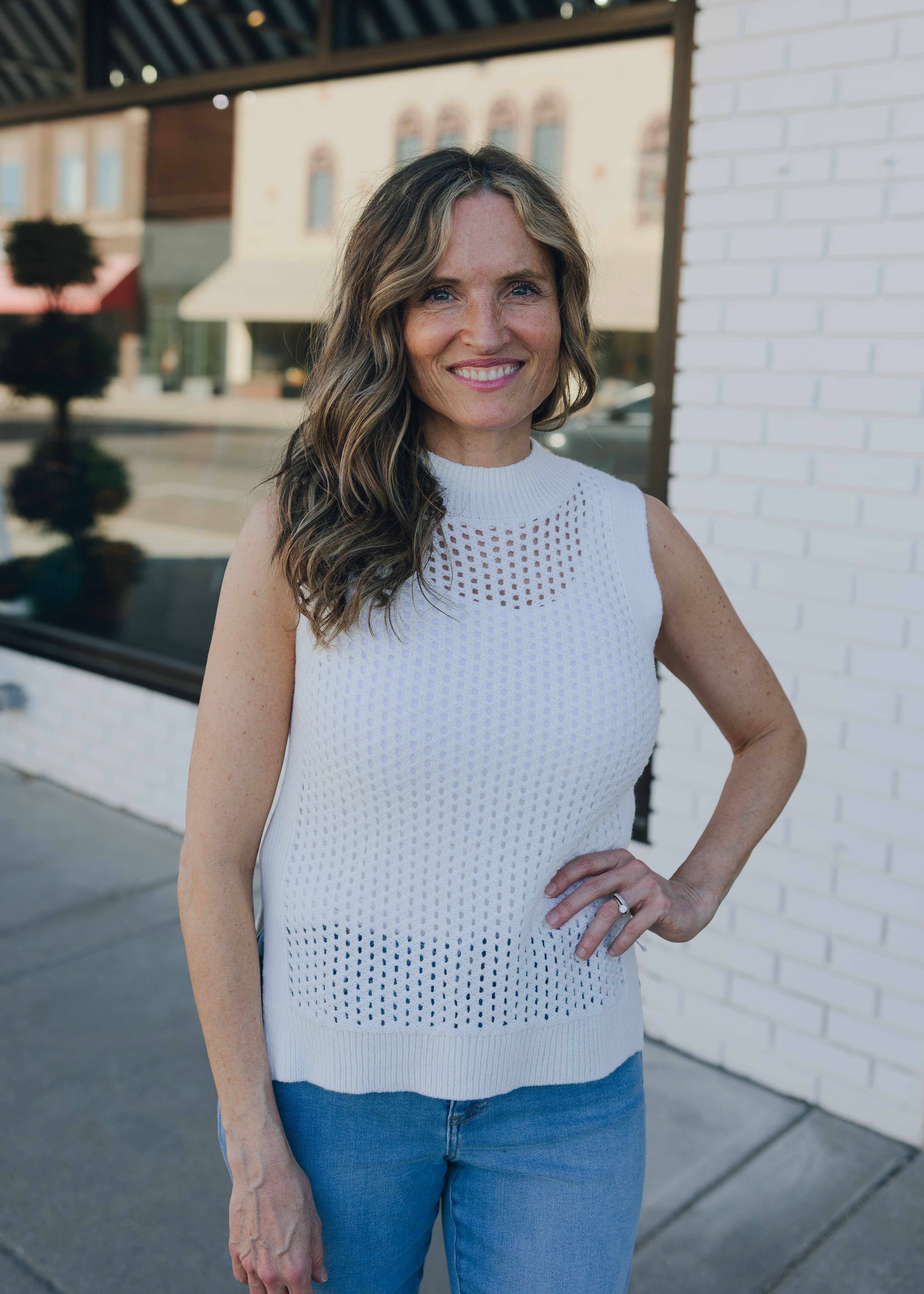 Sleeveless Open Knit Top