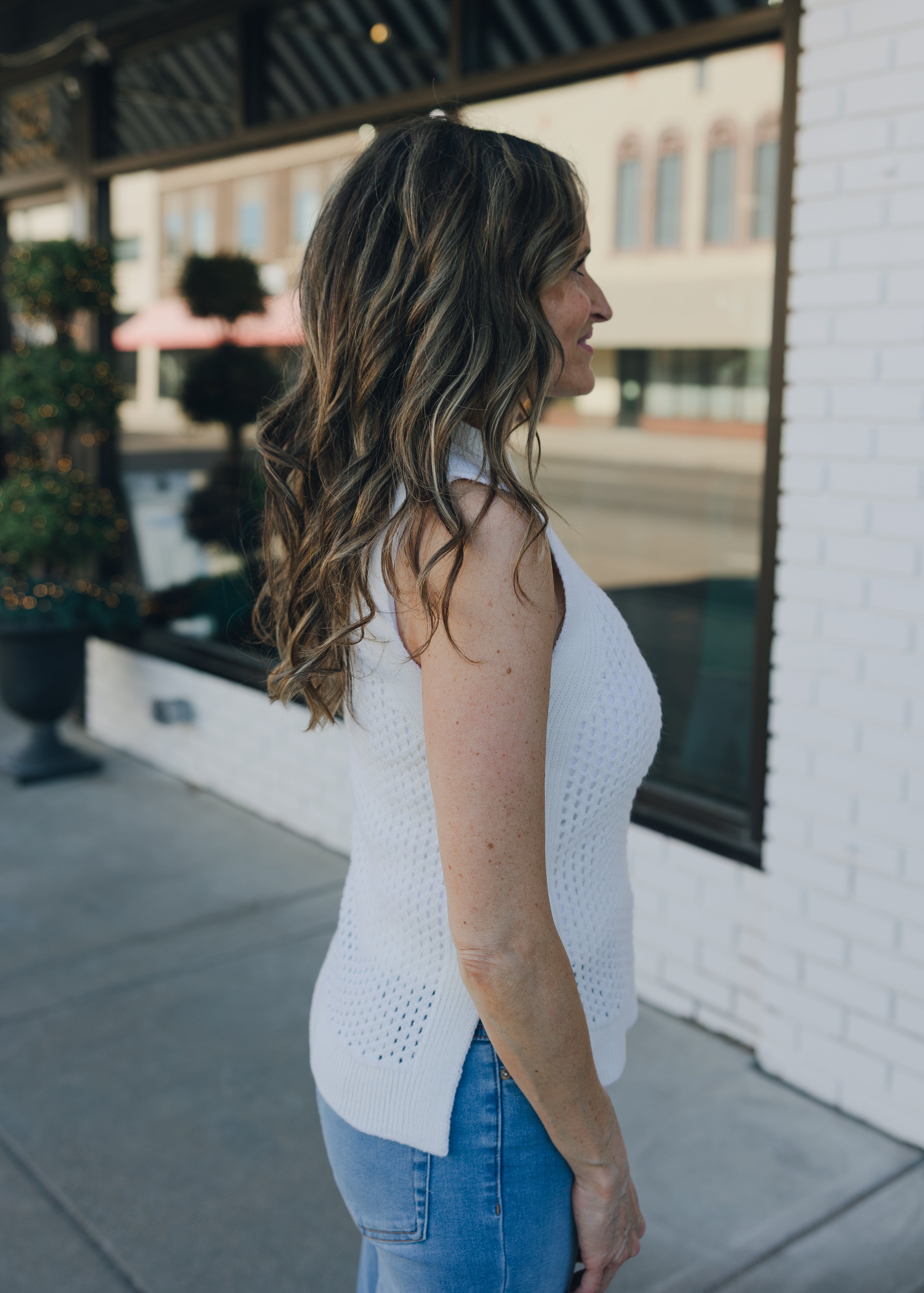 Sleeveless Open Knit Top
