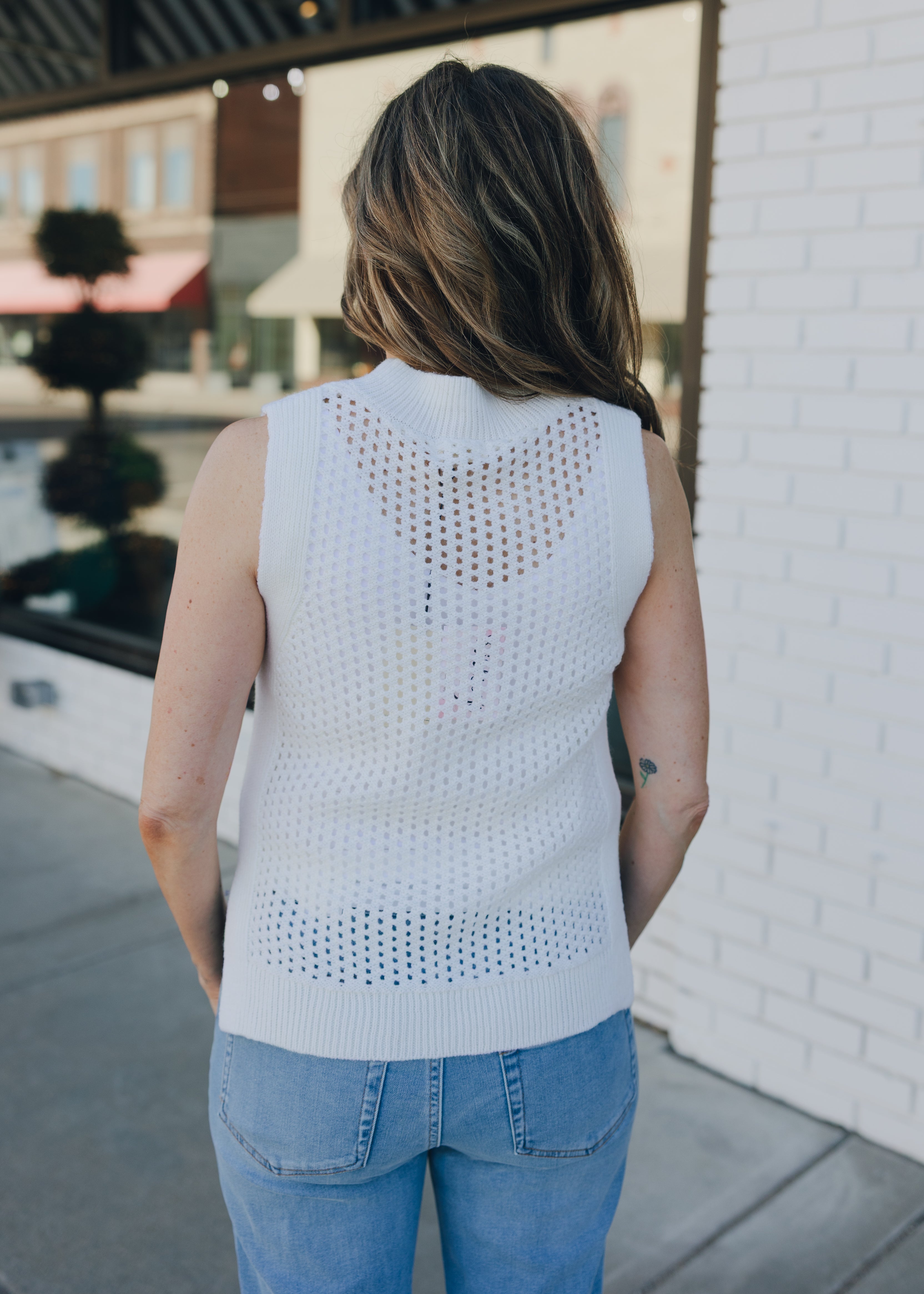 Sleeveless Open Knit Top