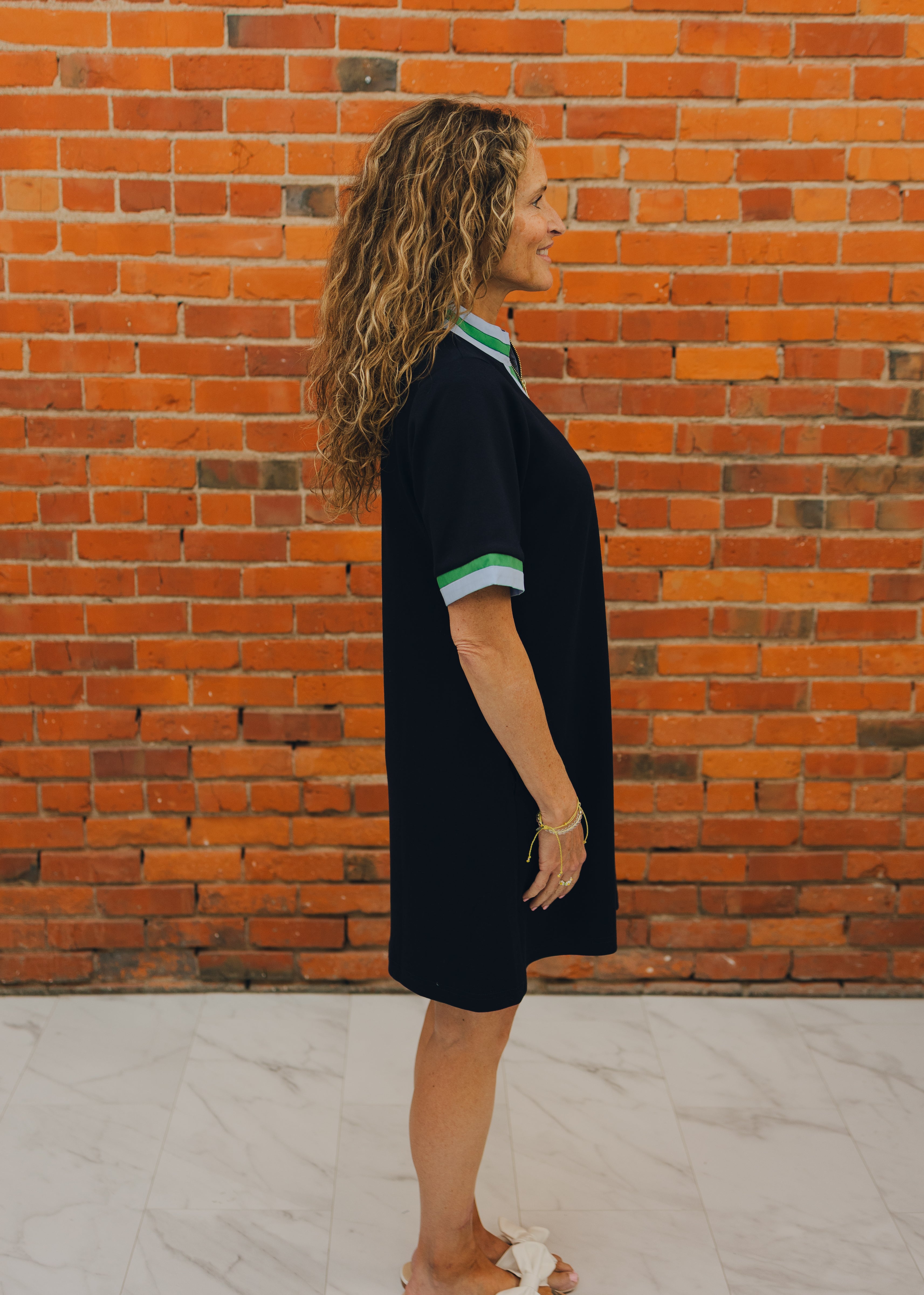 Short Sleeve Half Zip Dress