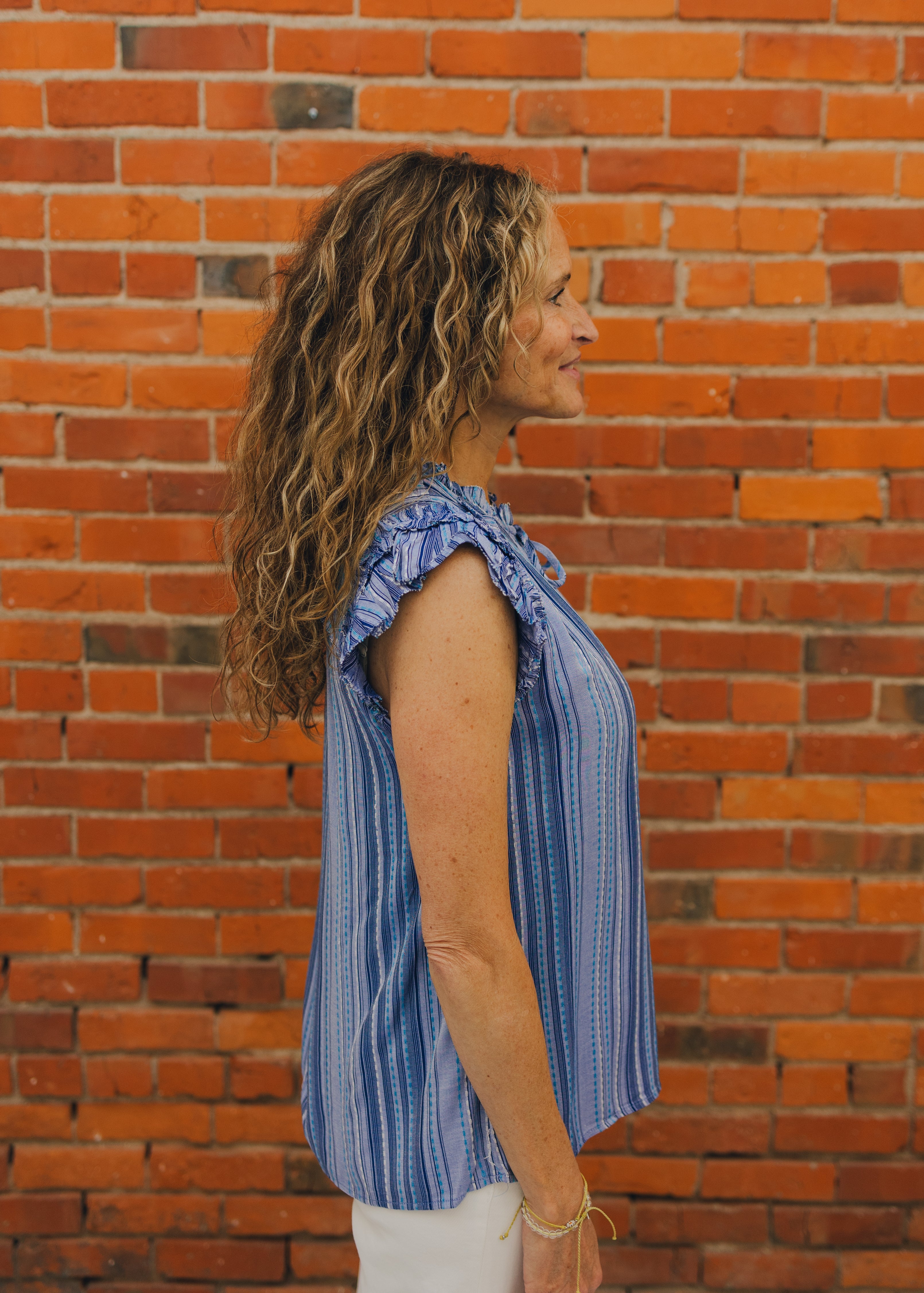 Flutter Sleeve Ruffled Woven Top
