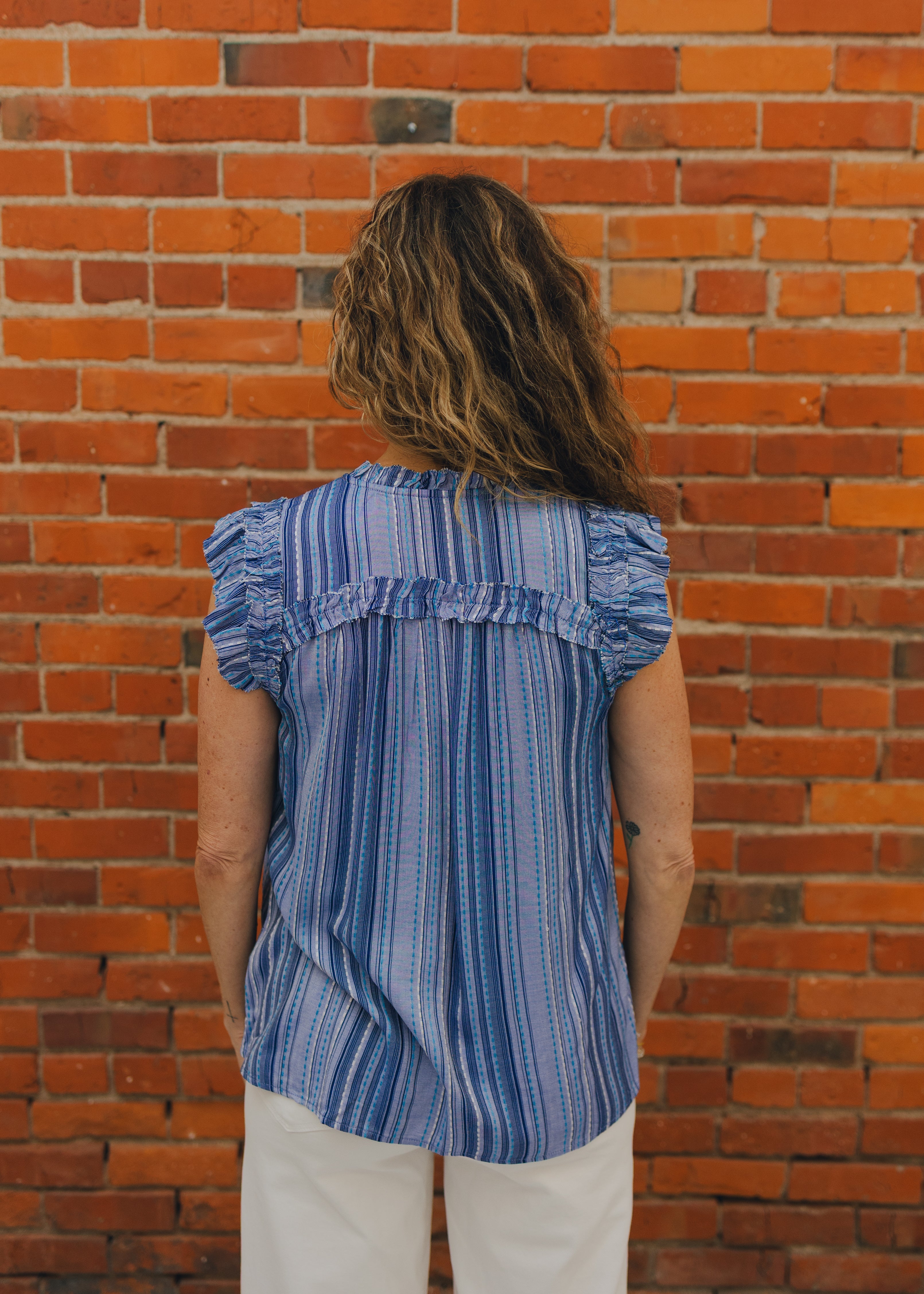 Flutter Sleeve Ruffled Woven Top