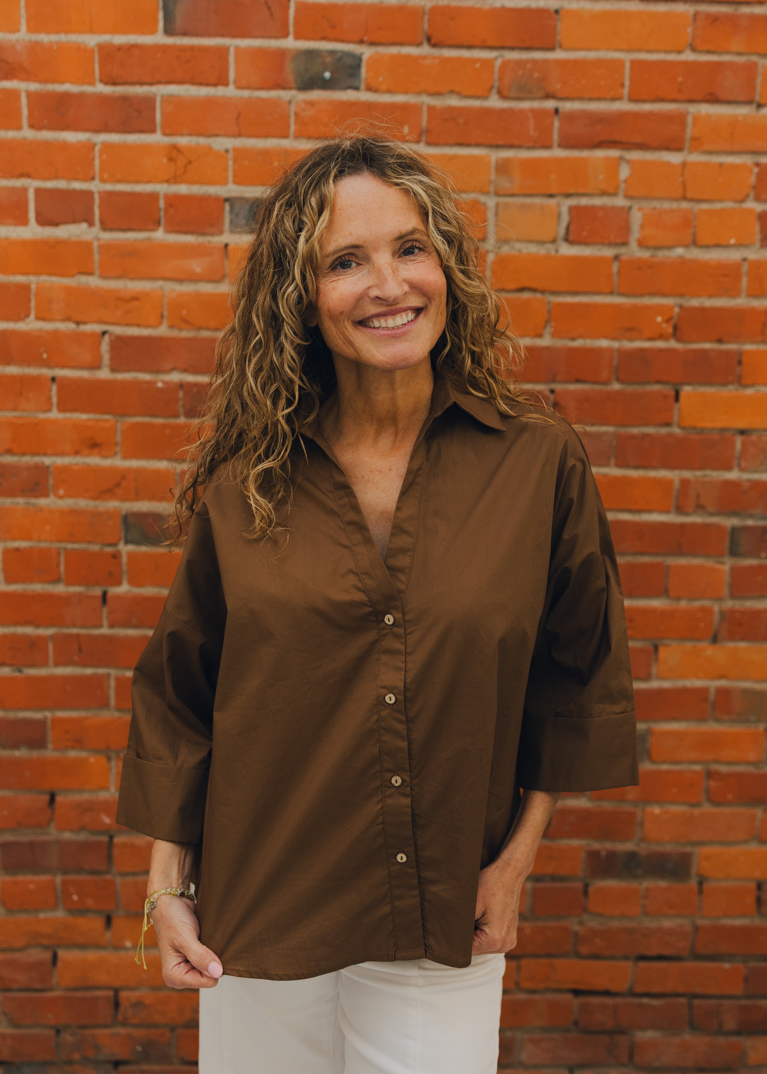 Back Pleat Button Down Blouse