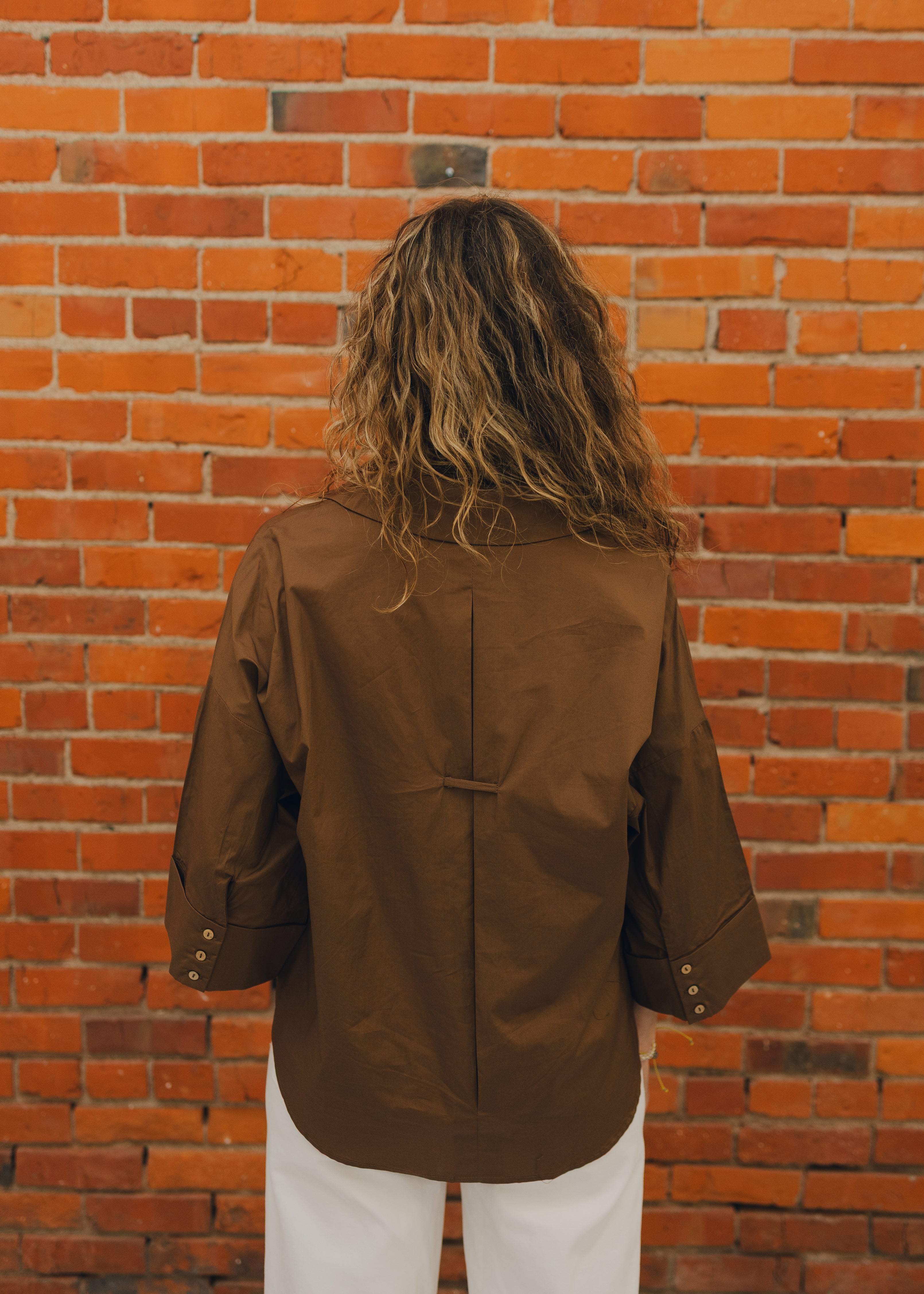 Back Pleat Button Down Blouse