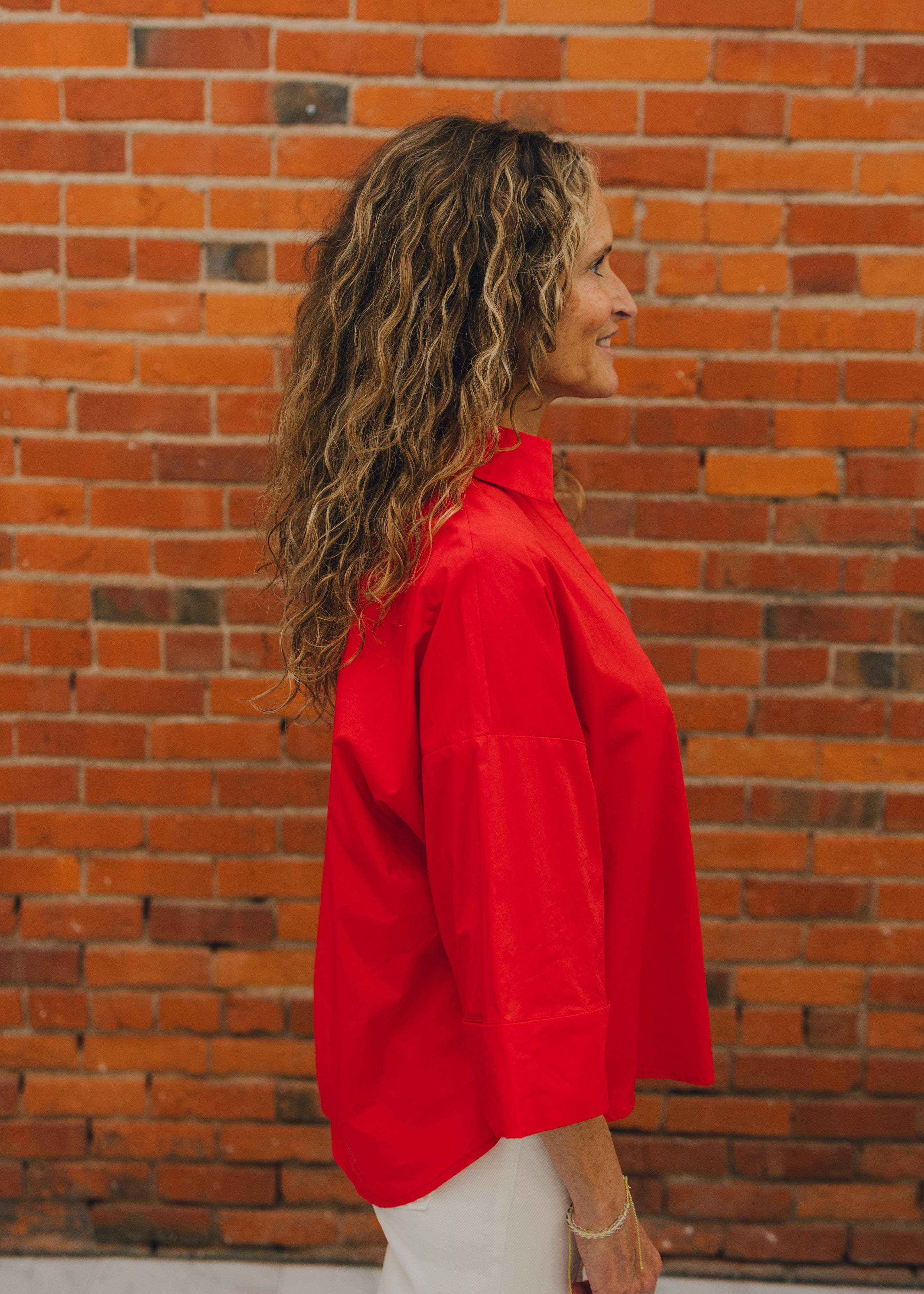 Back Pleat Button Down Blouse