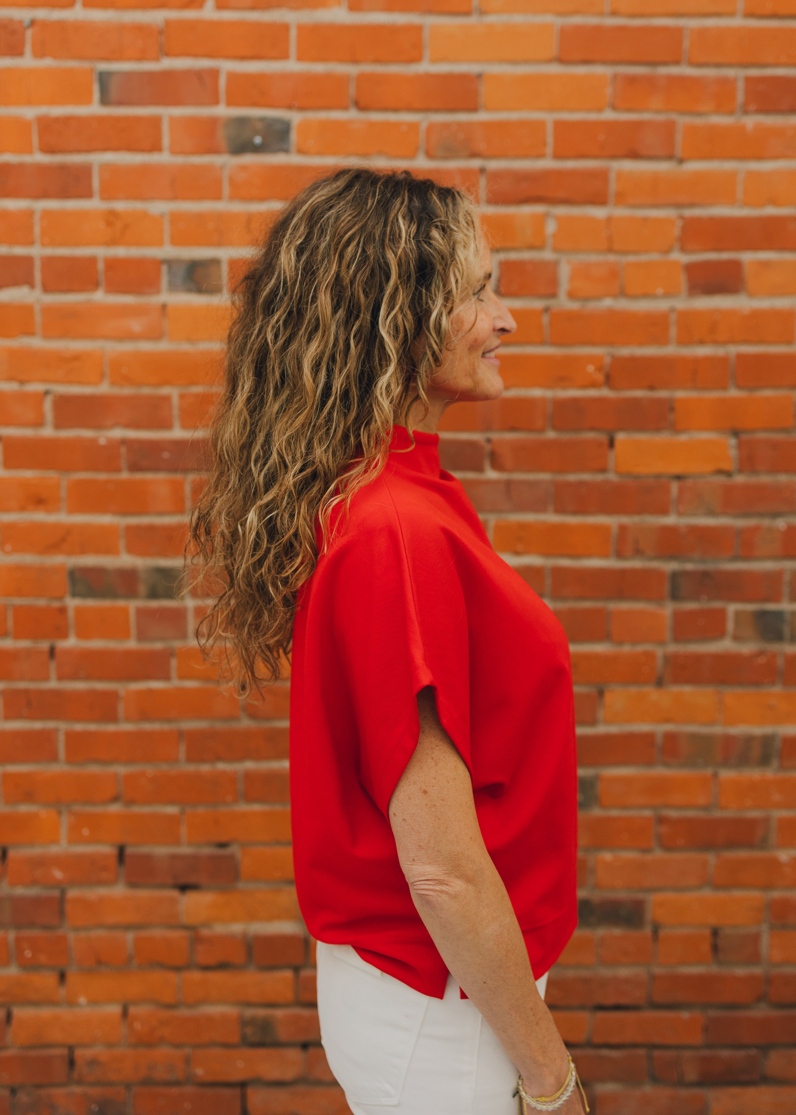 Solid Mock Neck Short Sleeve Top
