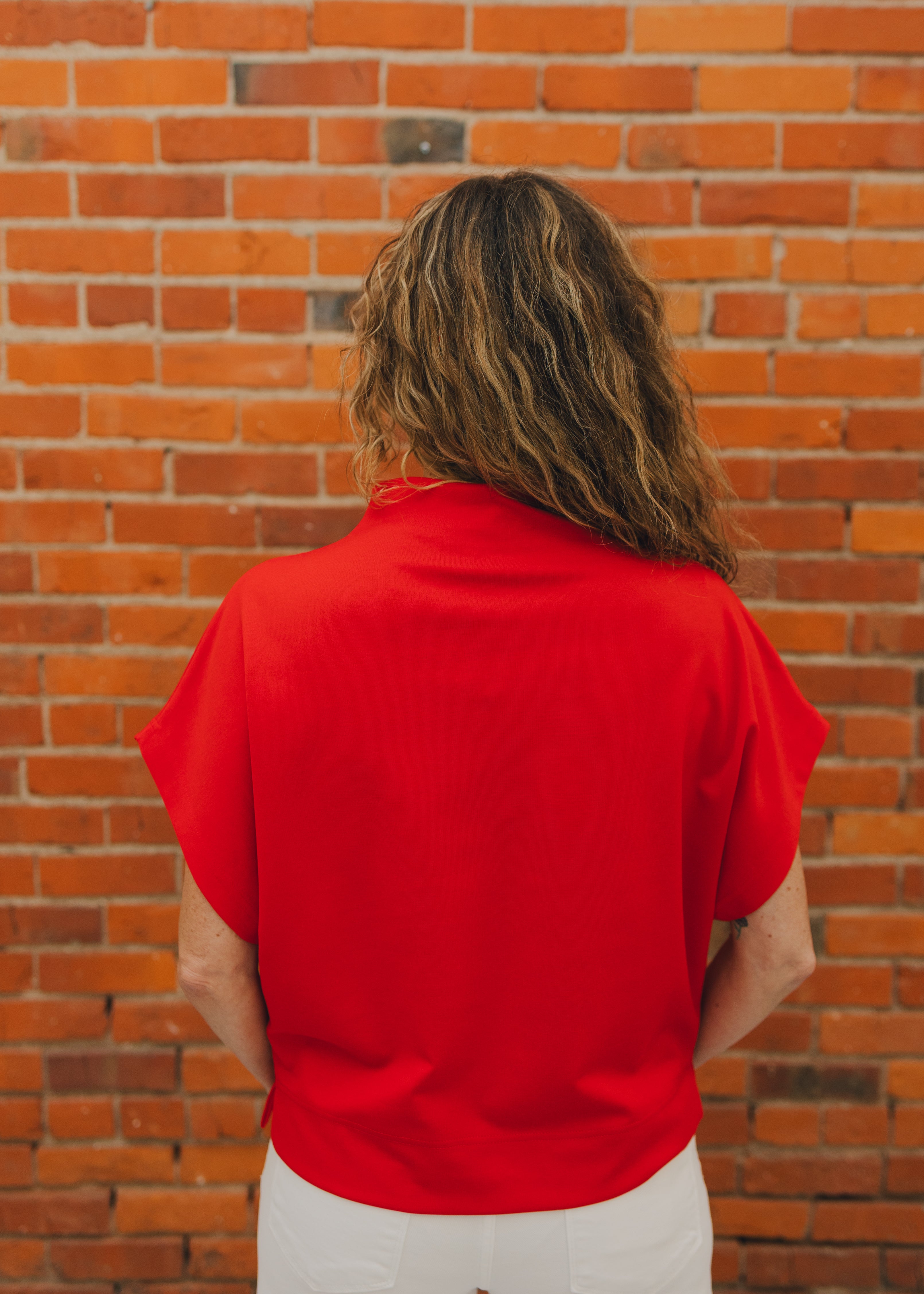 Solid Mock Neck Short Sleeve Top