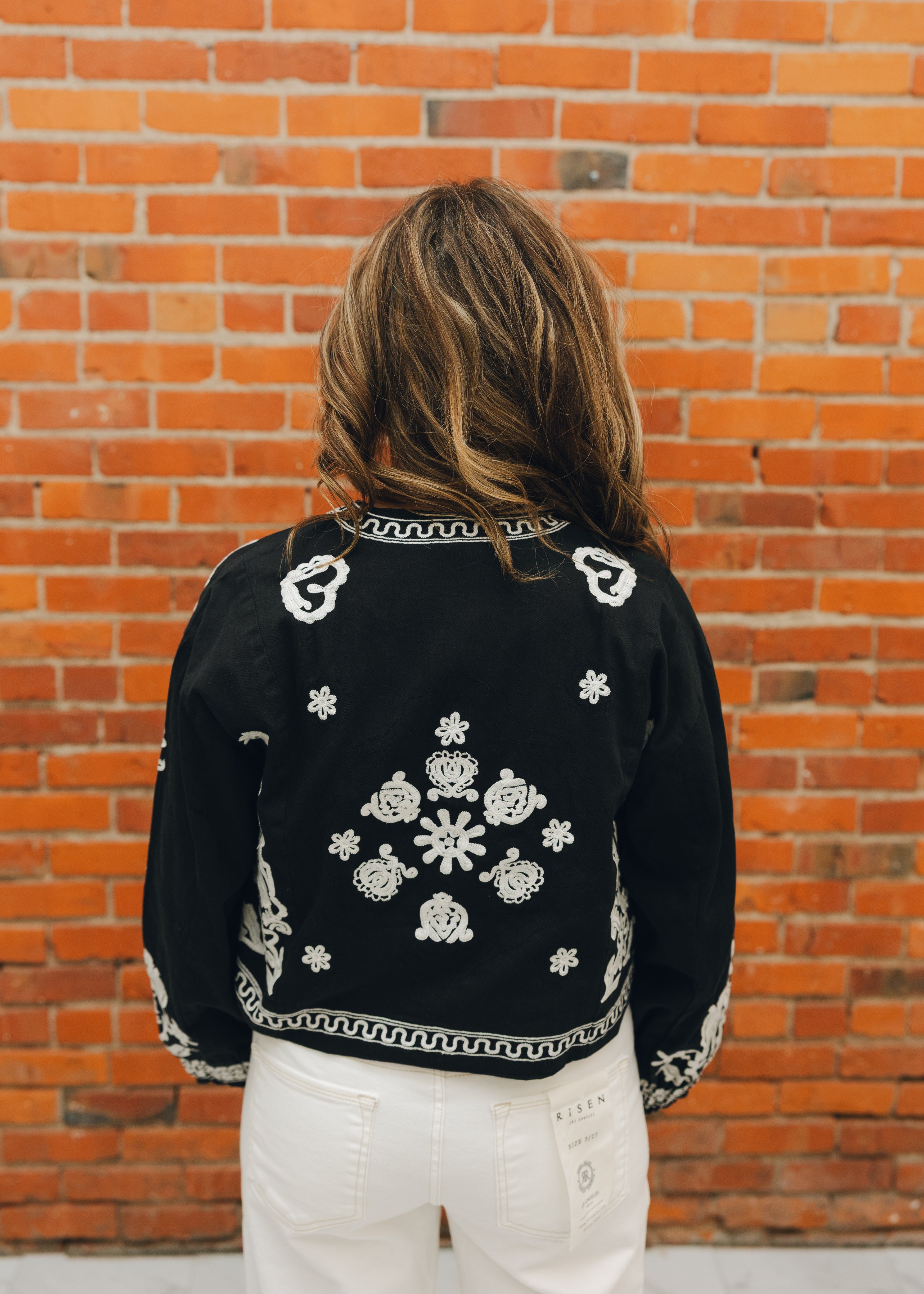 Elan Embroidered Tie Front Jacket