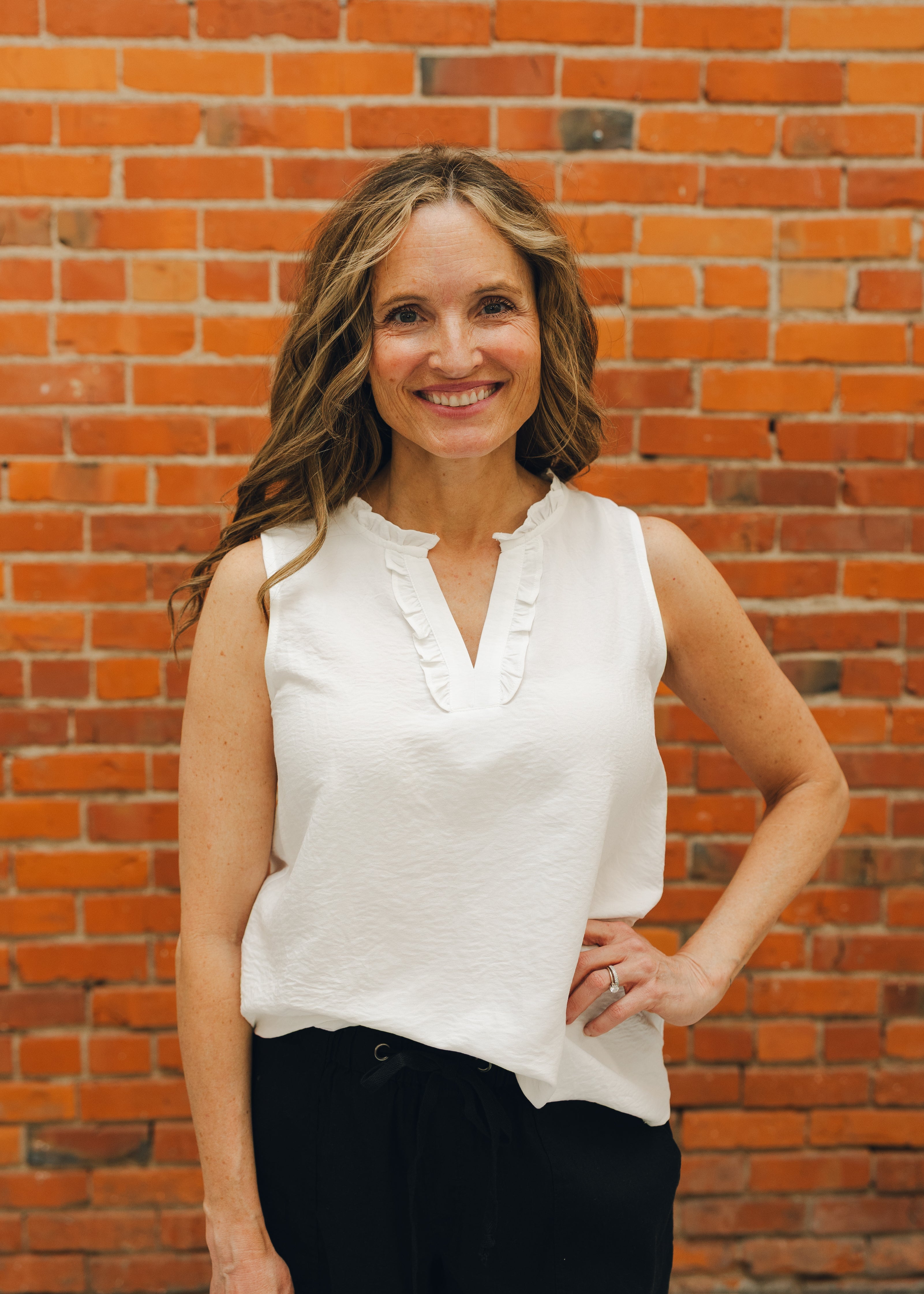 Sleeveless Ruffle V Neck Top