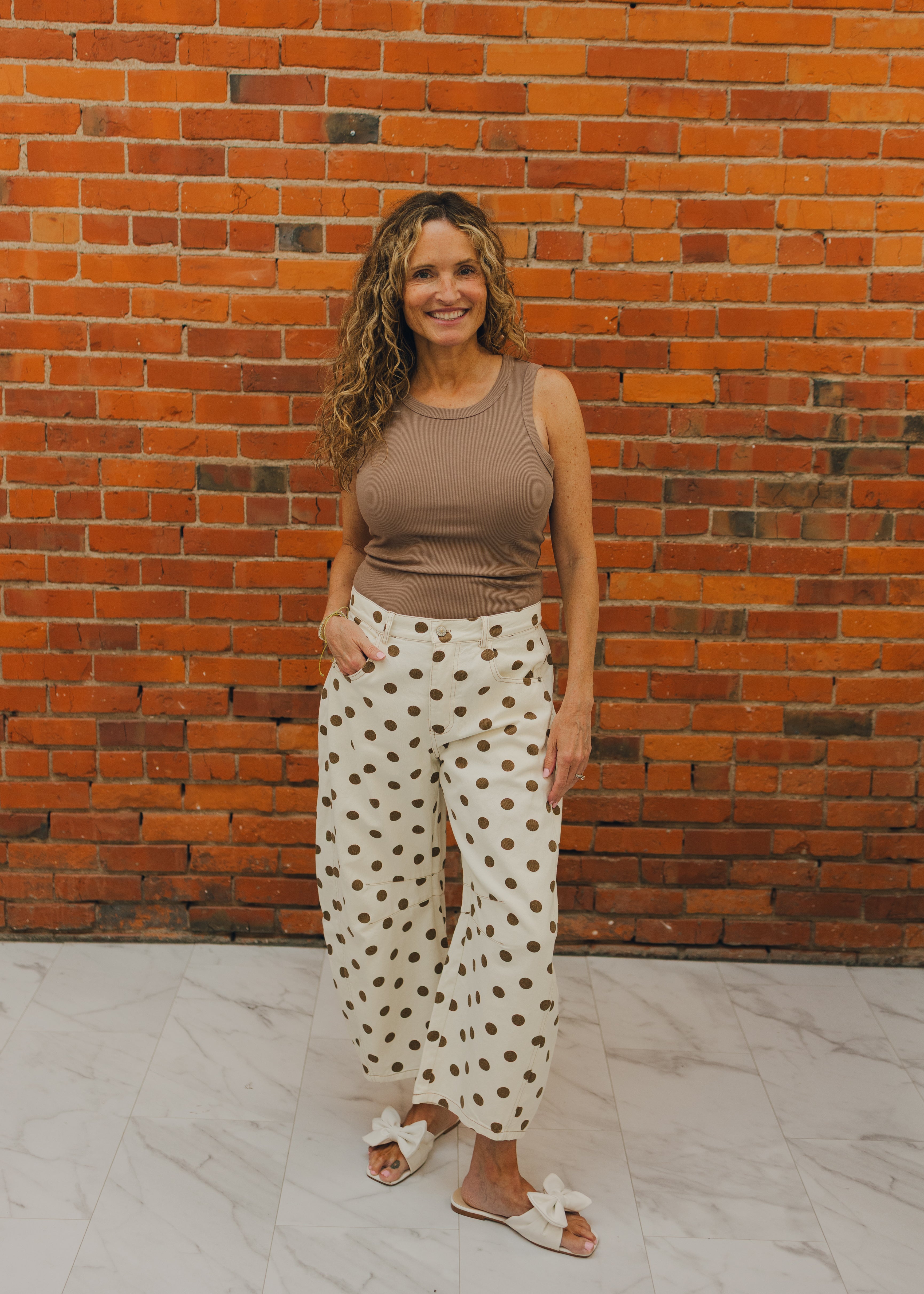 Mineral Washed Polka Dot Barrel Pants