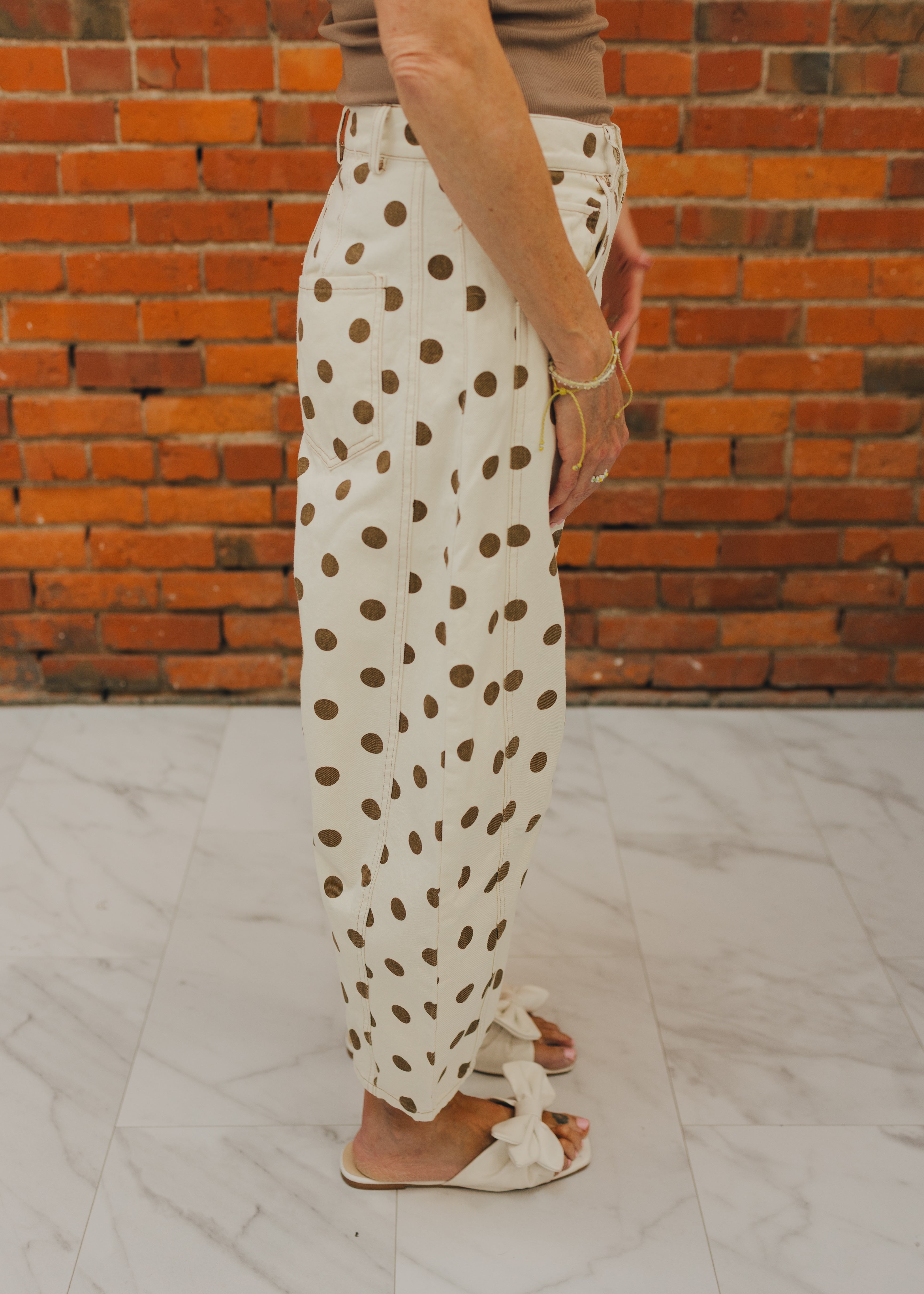 Mineral Washed Polka Dot Barrel Pants