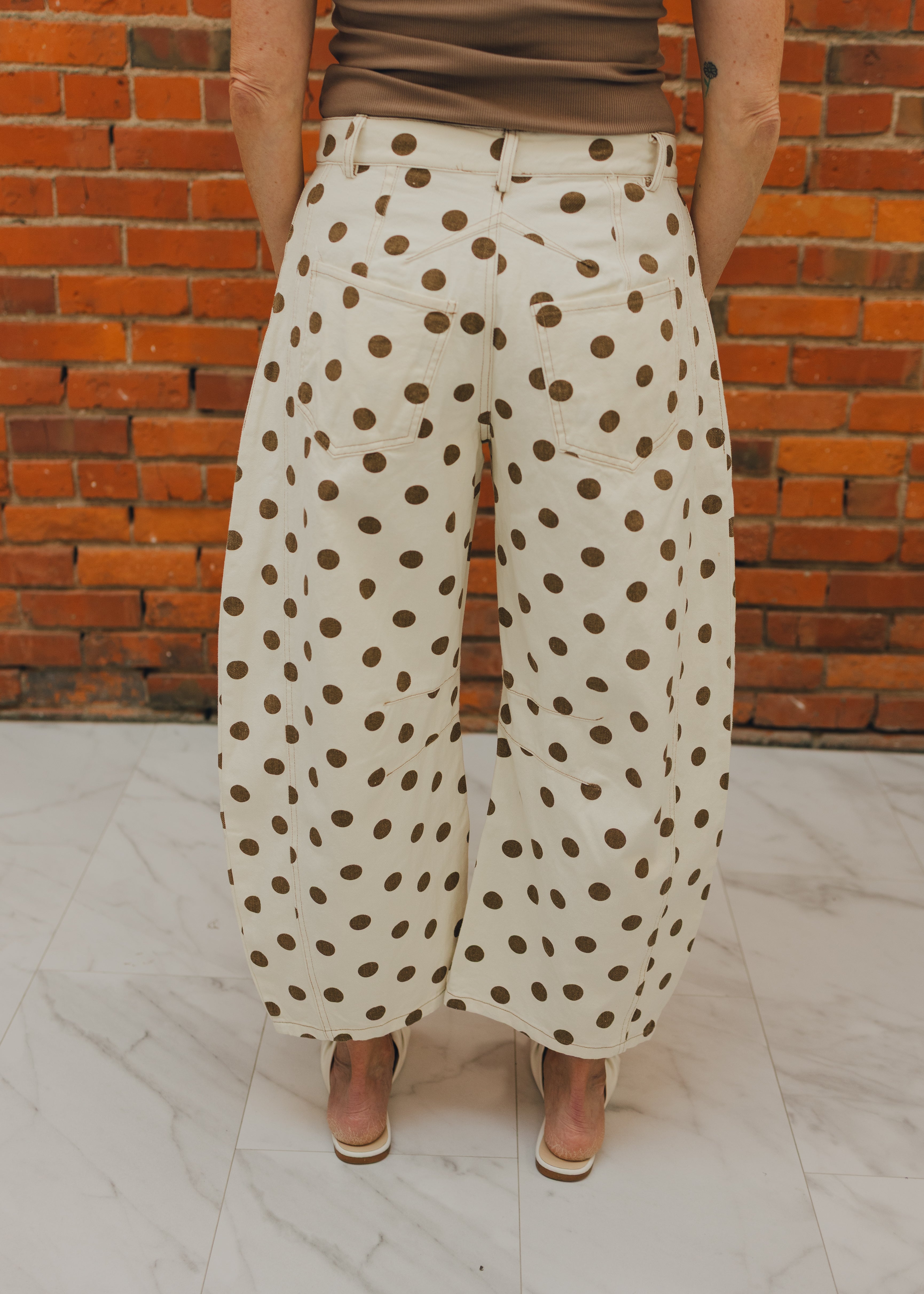 Mineral Washed Polka Dot Barrel Pants