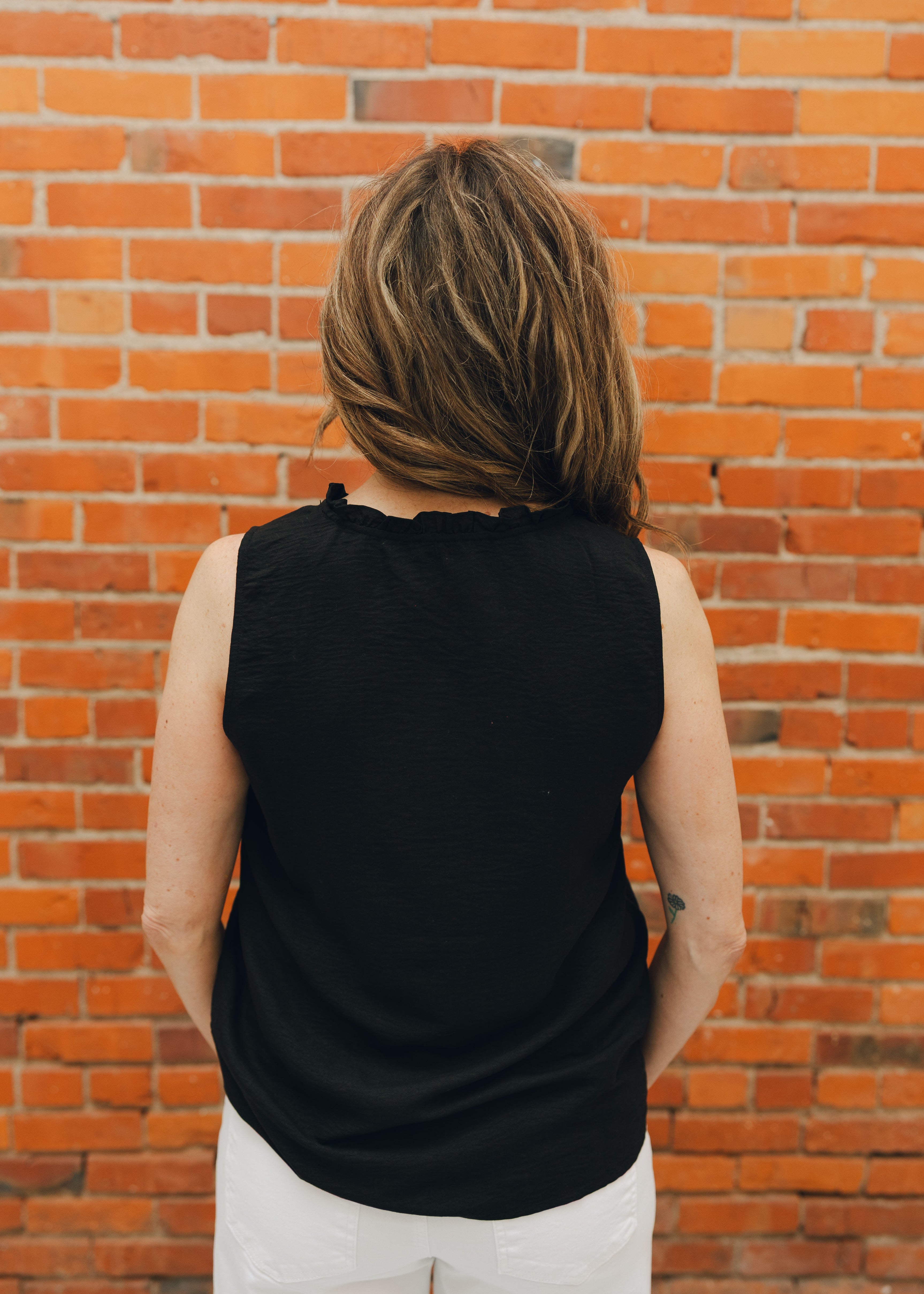 Sleeveless Ruffle V Neck Top