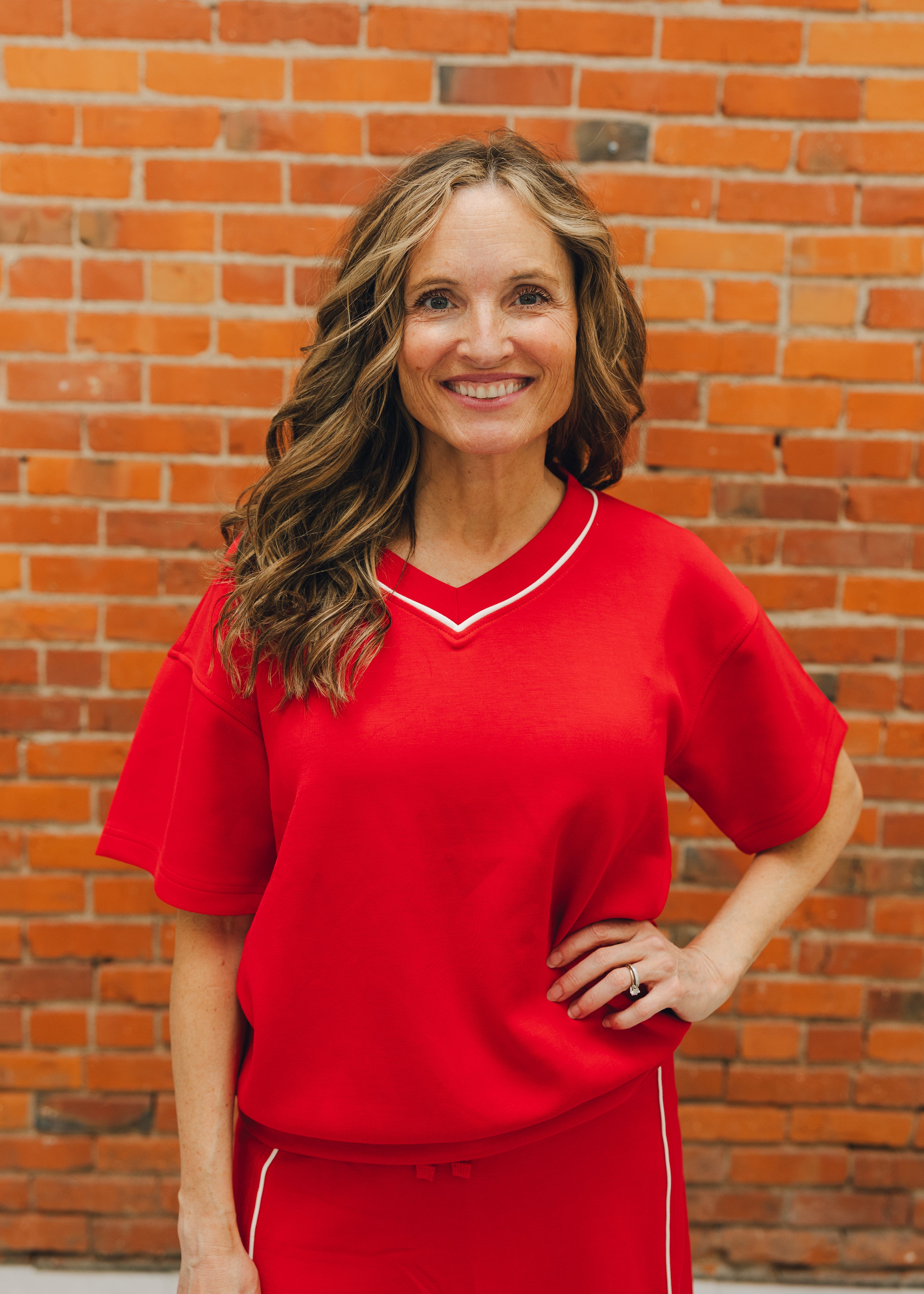 Modal Poly Flat Piping V-Neck Top