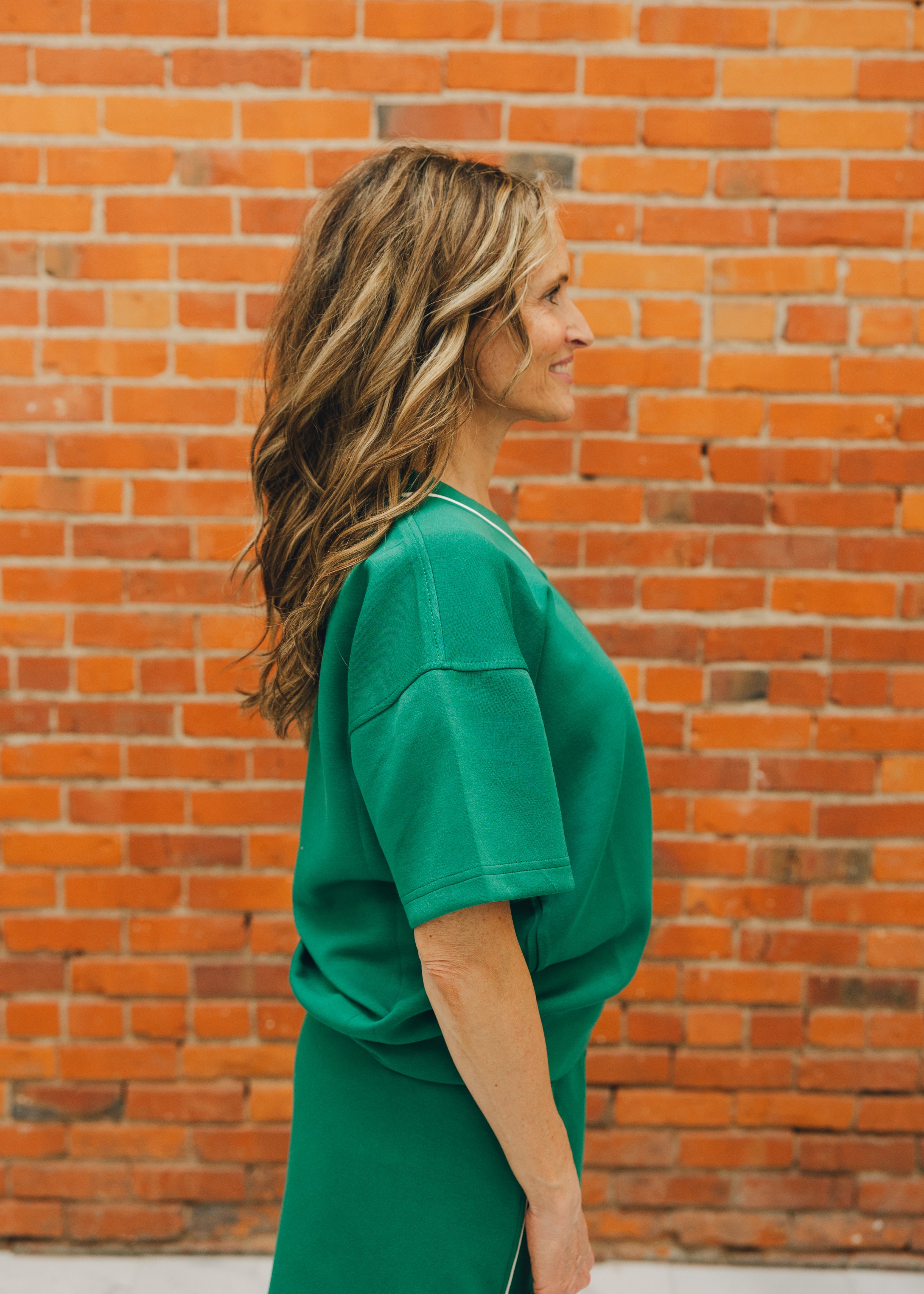 Modal Poly Flat Piping V-Neck Top