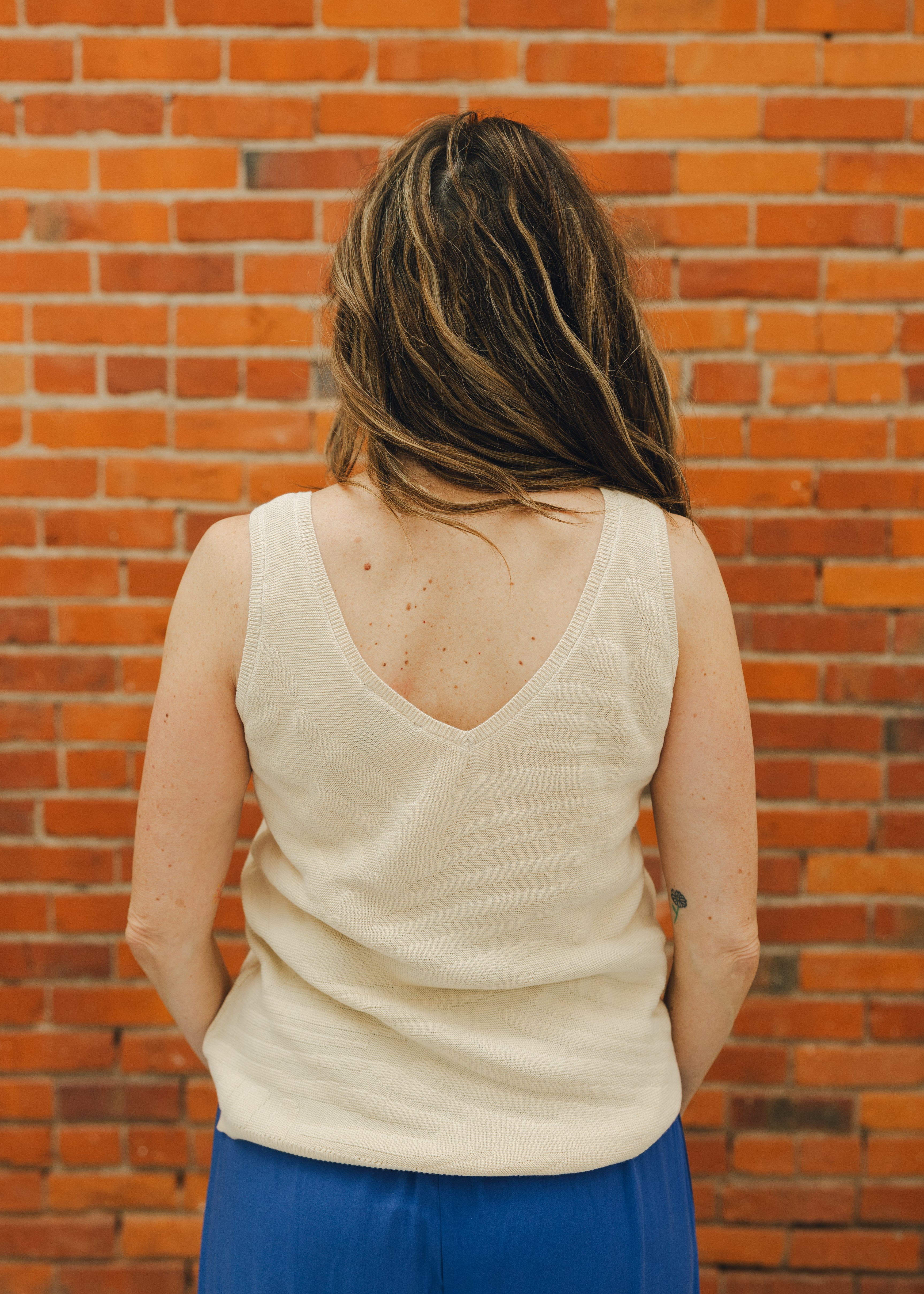 Tribal Sleeveless V Neck Sweater