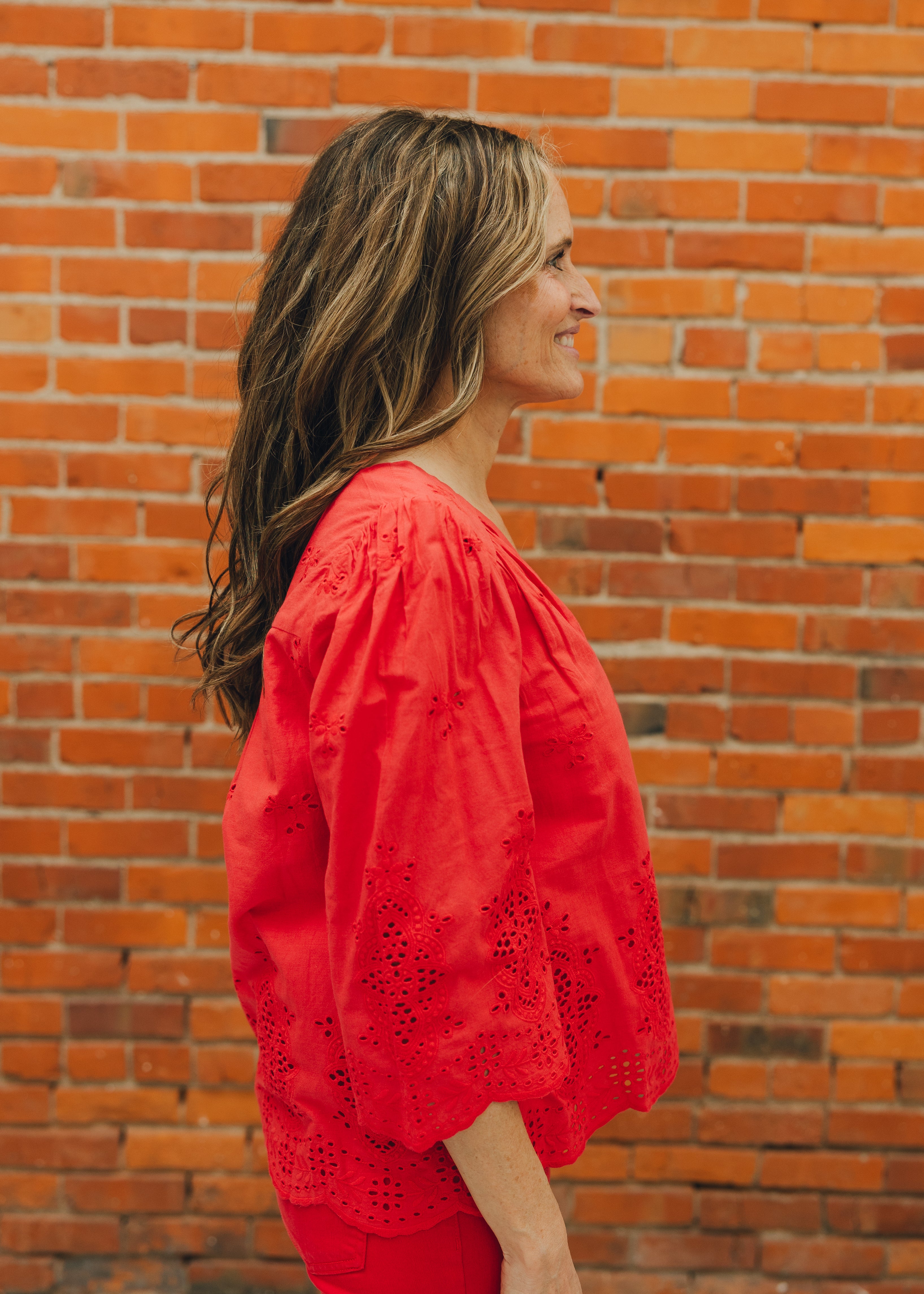 Liverpool 3/4 Sleeve Eyelet Top