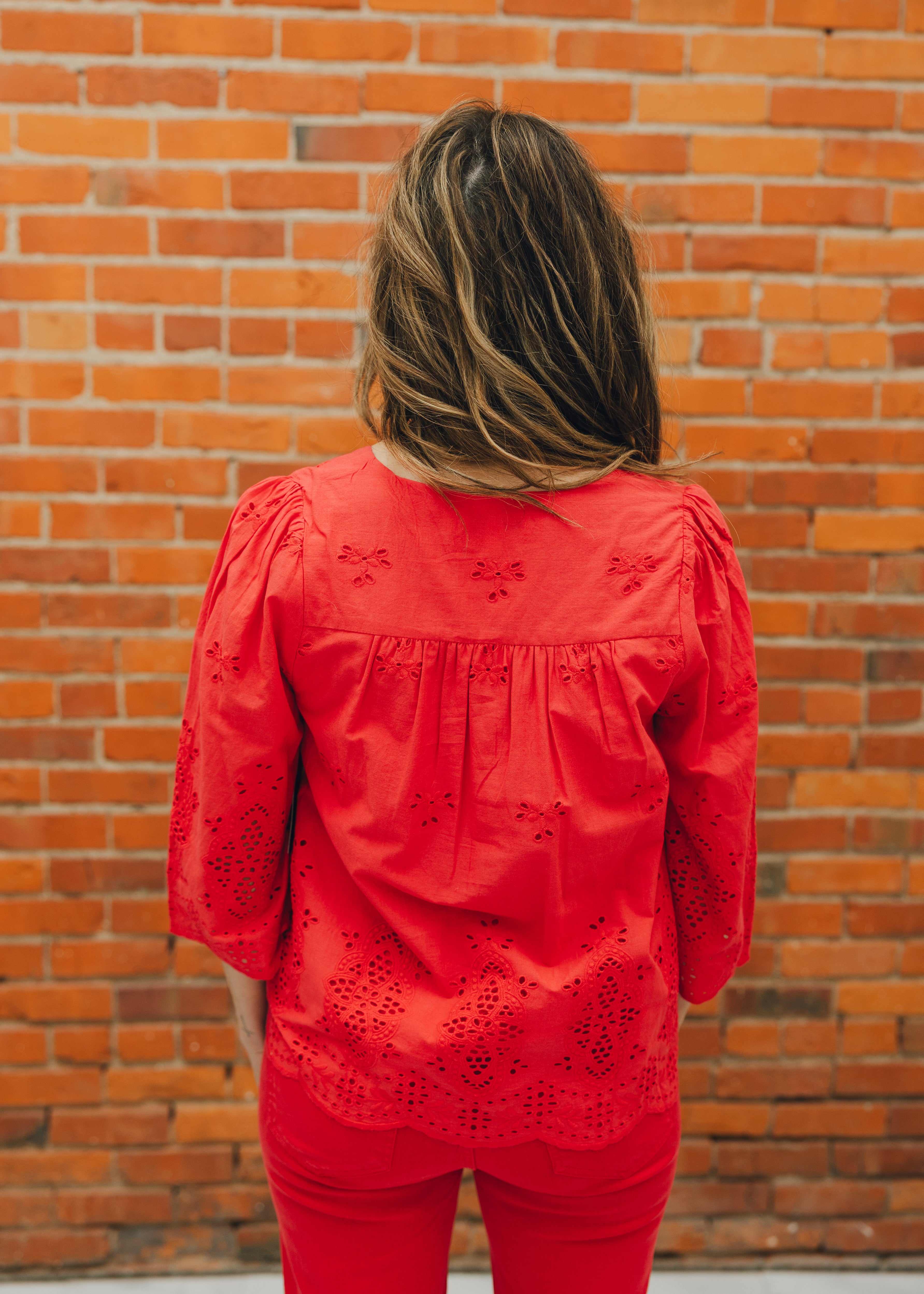 Liverpool 3/4 Sleeve Eyelet Top