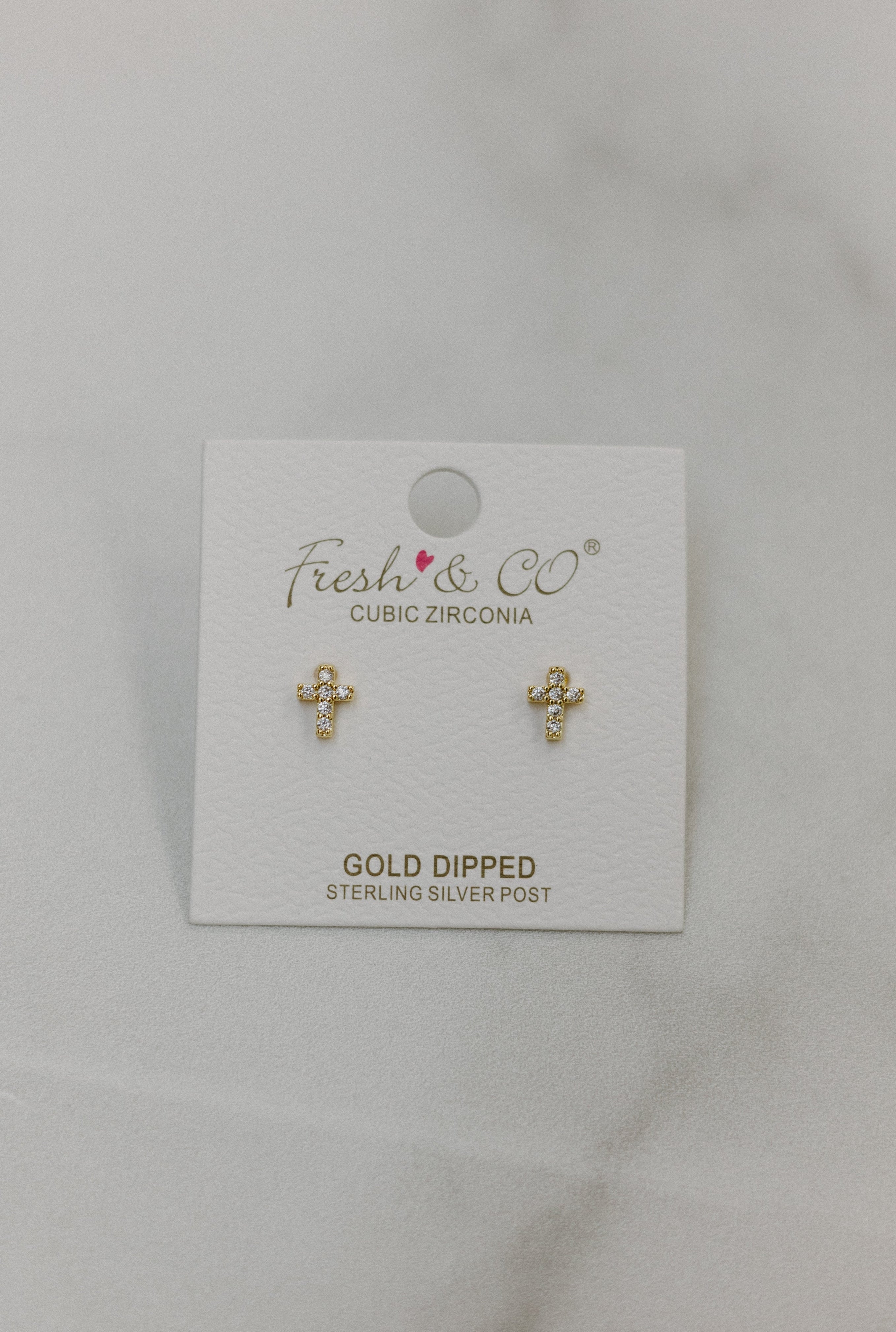 Mini CZ Cross Earrings - Gold