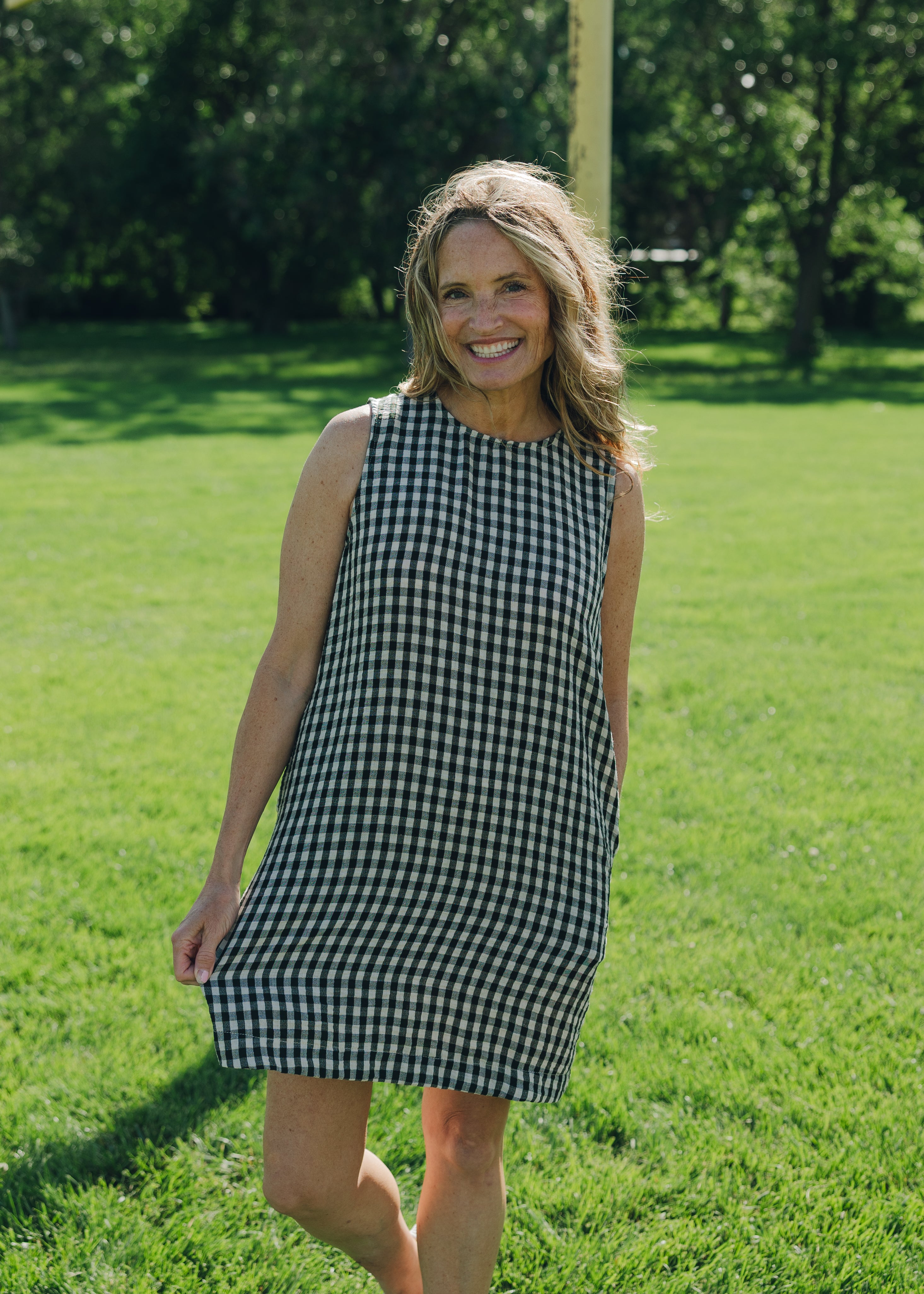 Gingham Tie Back Sleeveless Dress
