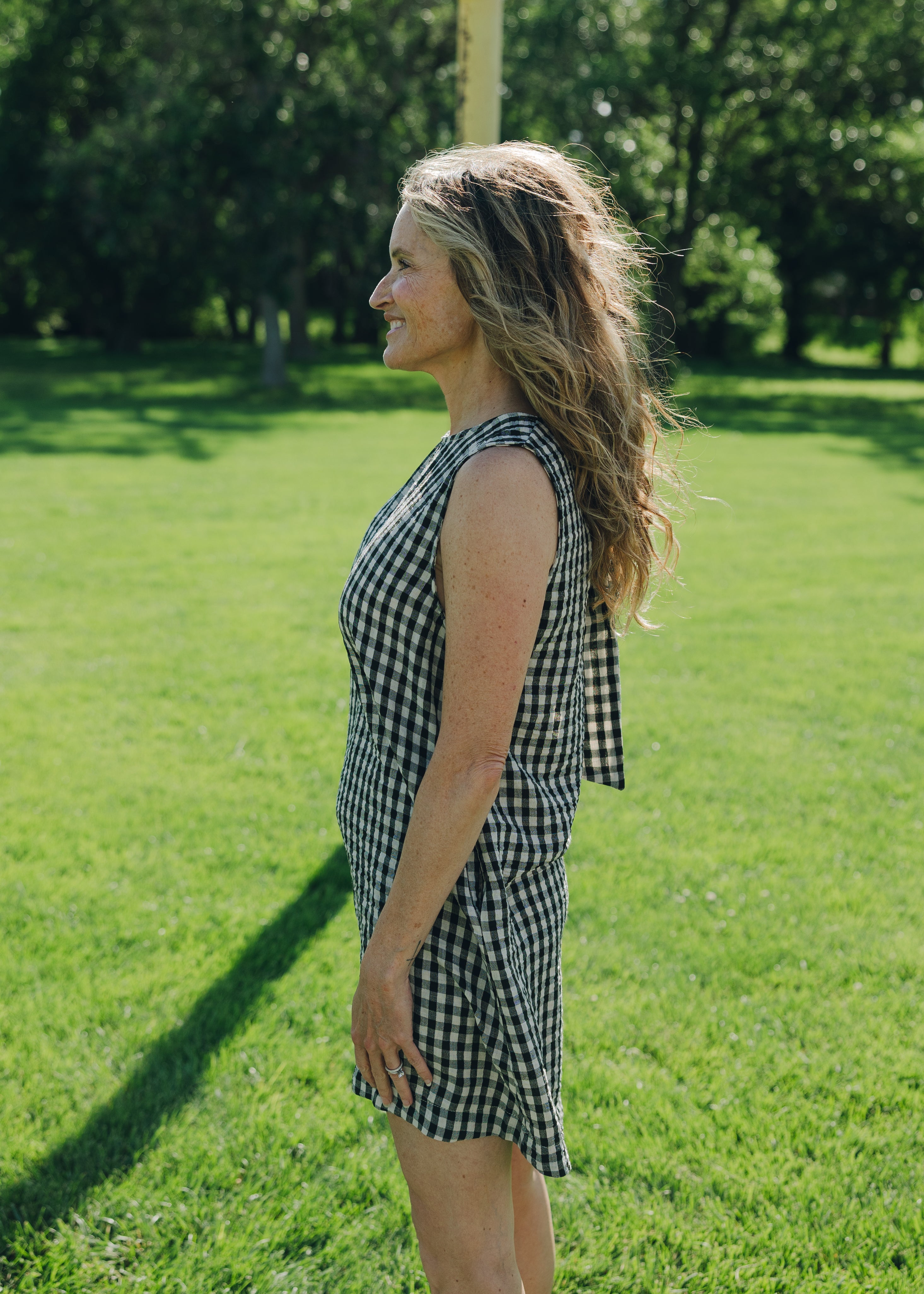 Gingham Tie Back Sleeveless Dress