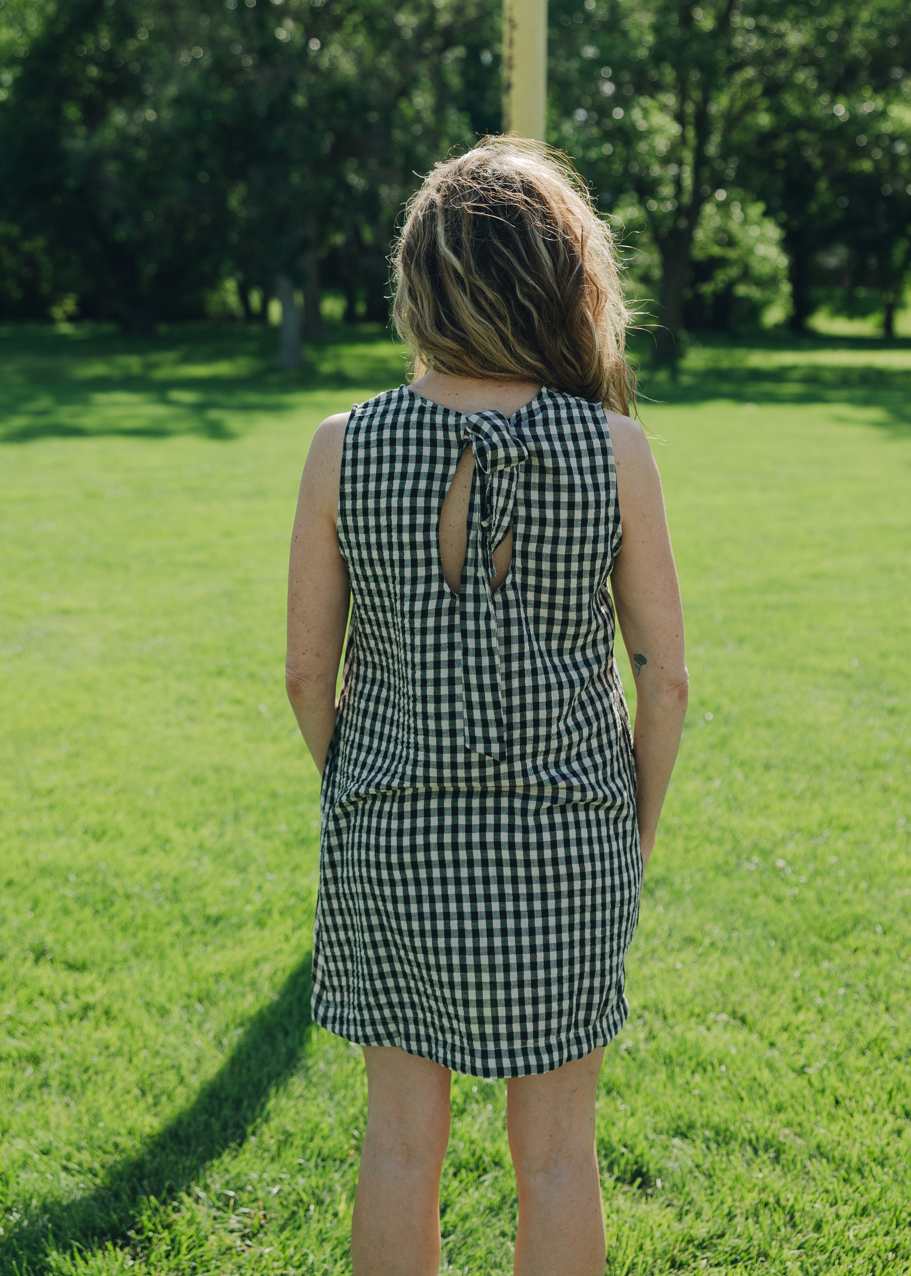 Gingham Tie Back Sleeveless Dress