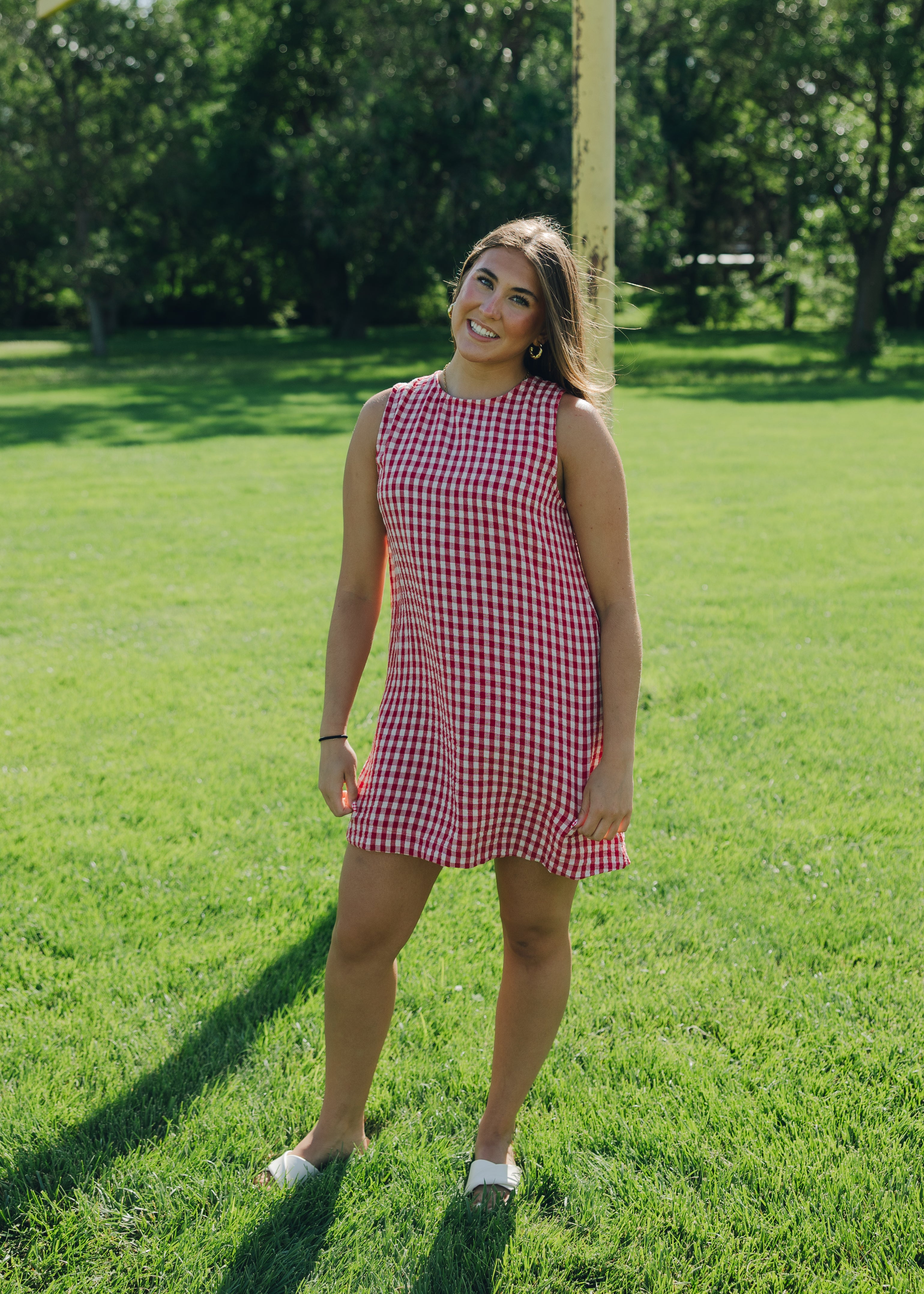 Gingham Tie Back Sleeveless Dress