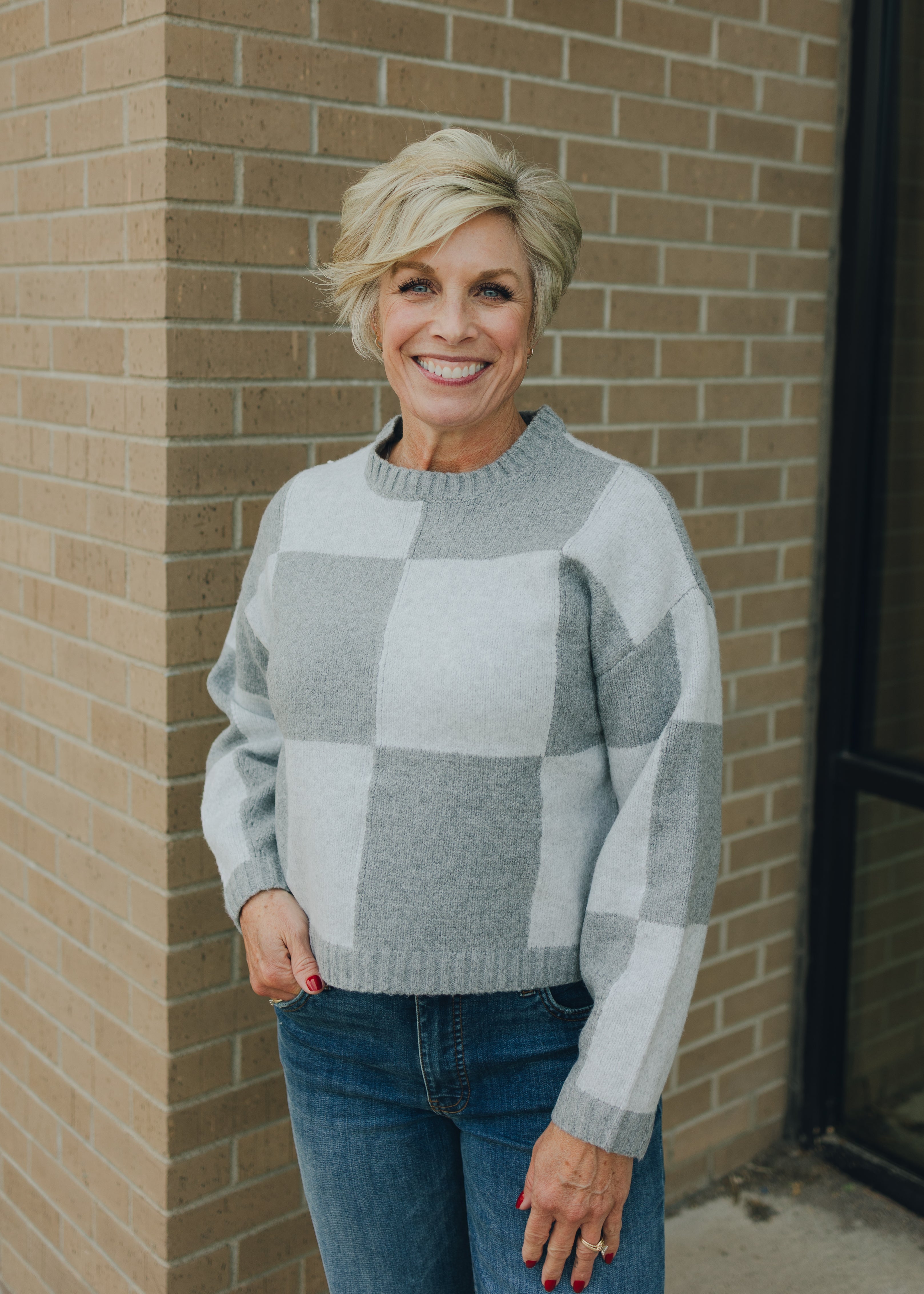Heather Grey Color Block Sweater