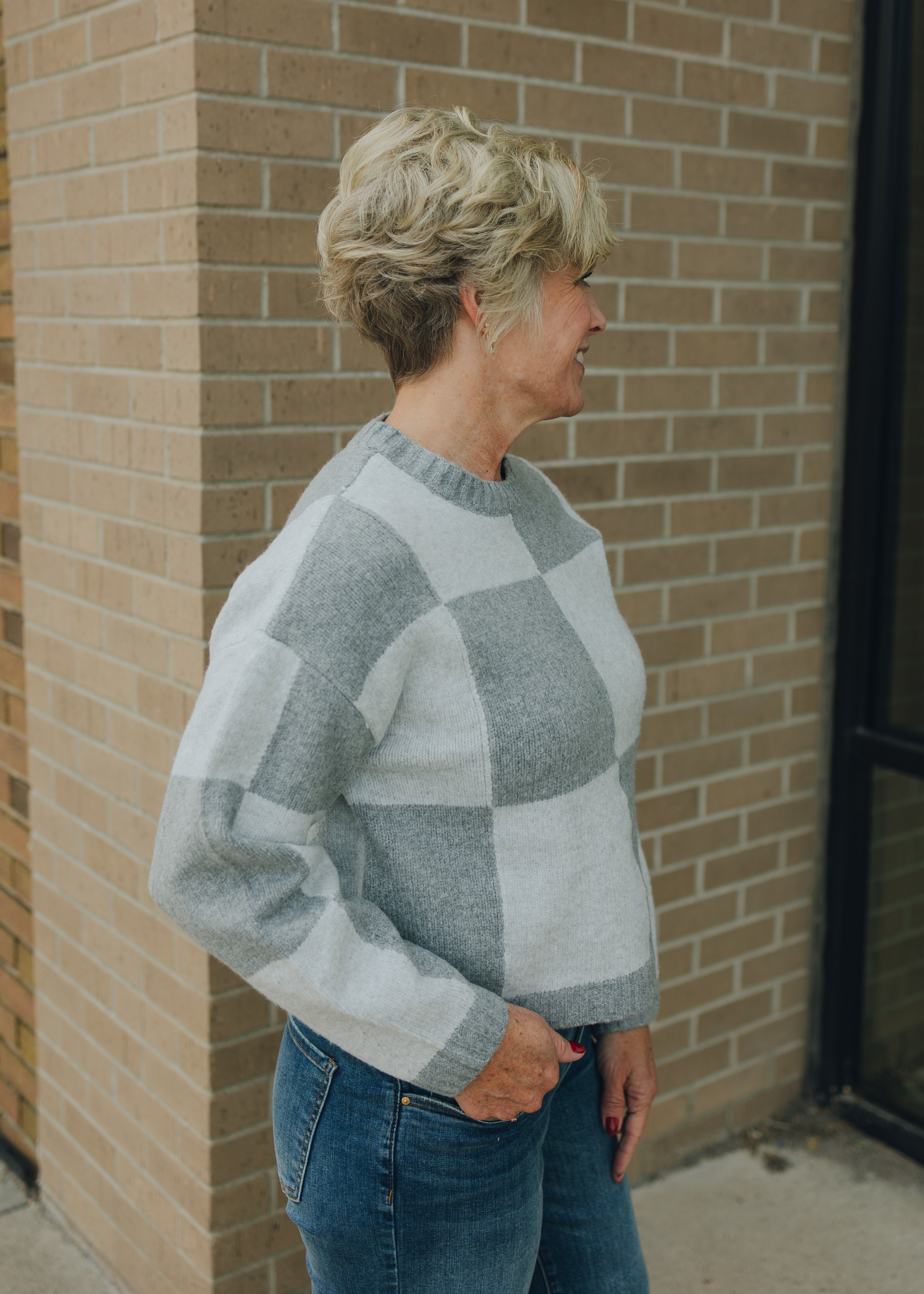 Heather Grey Color Block Sweater