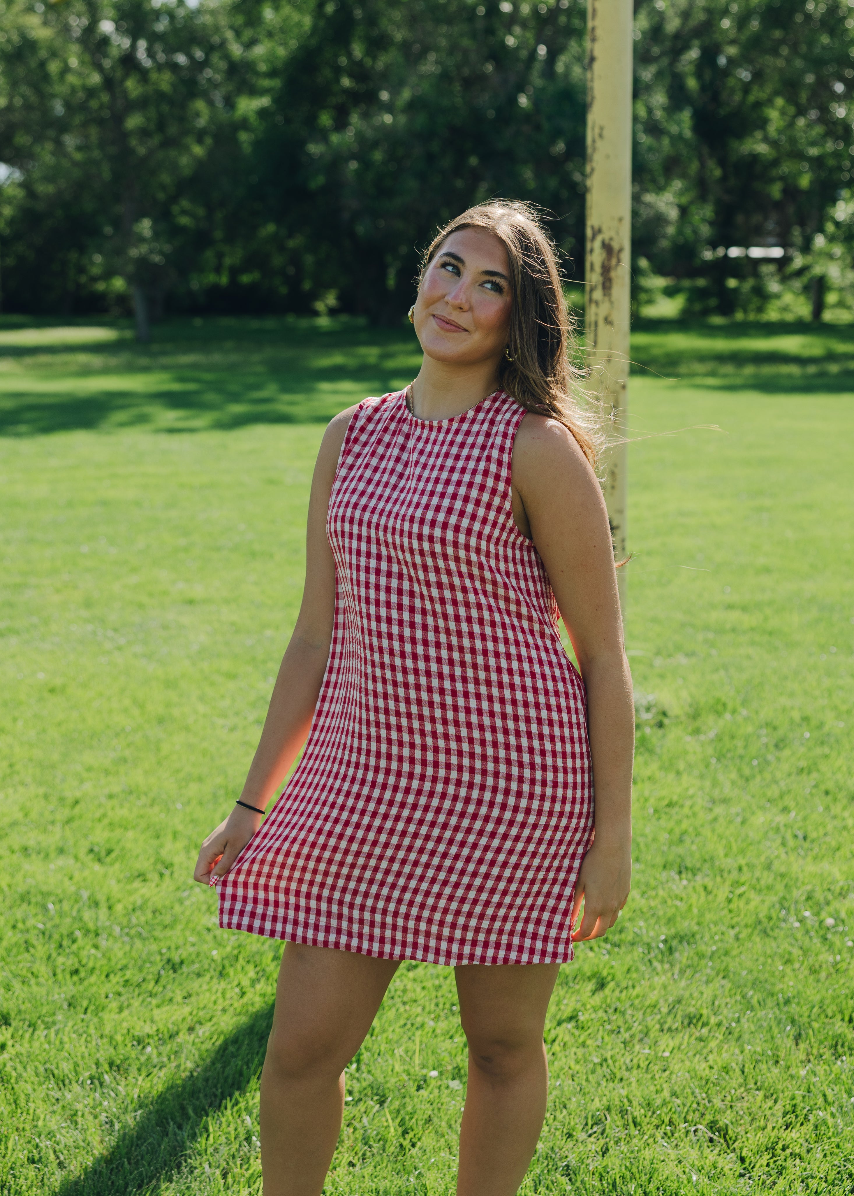 Gingham Tie Back Sleeveless Dress