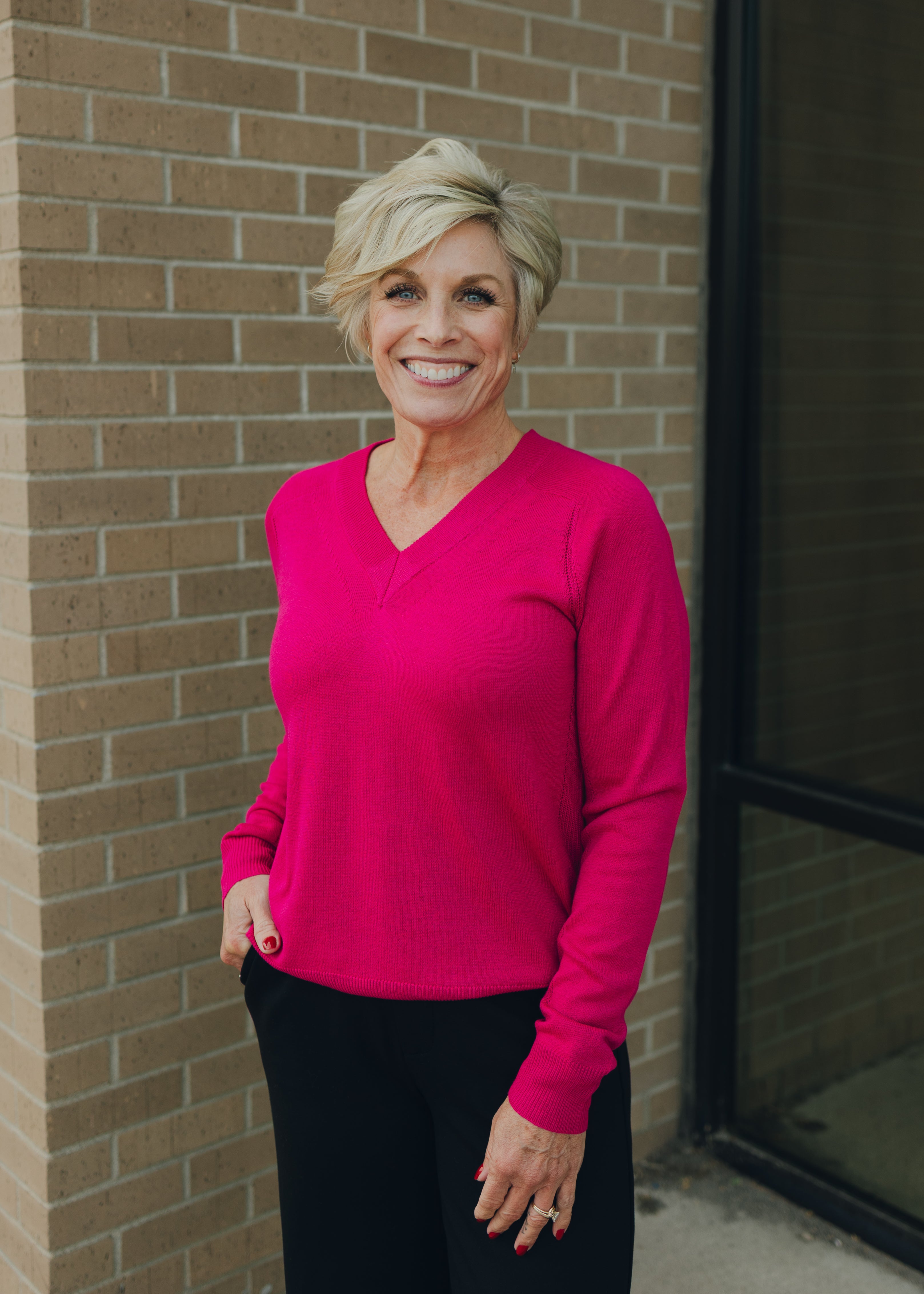 V-Neck Raglan Sleeve Sweater