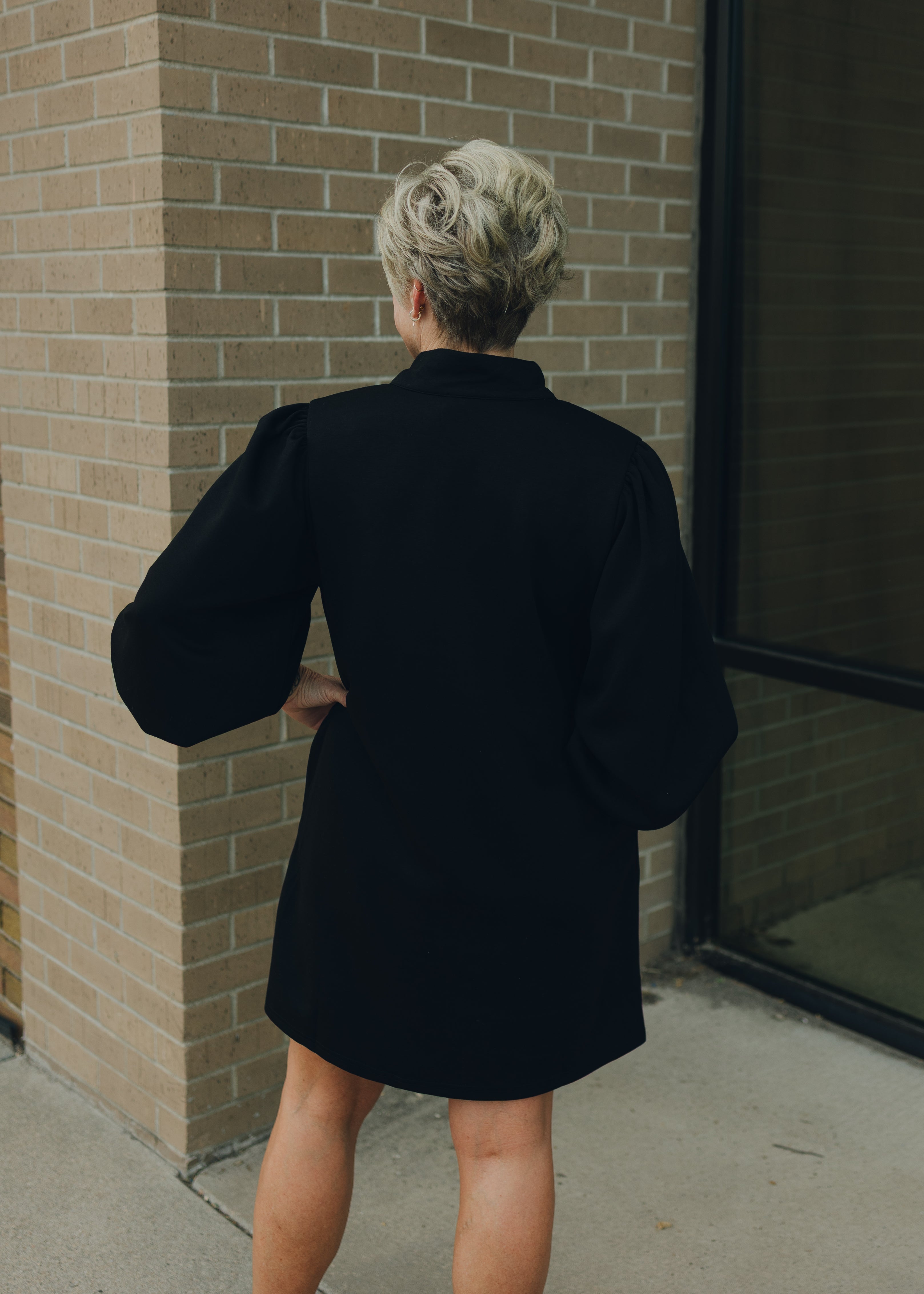 Striped Contrast Detail Zip Up Dress