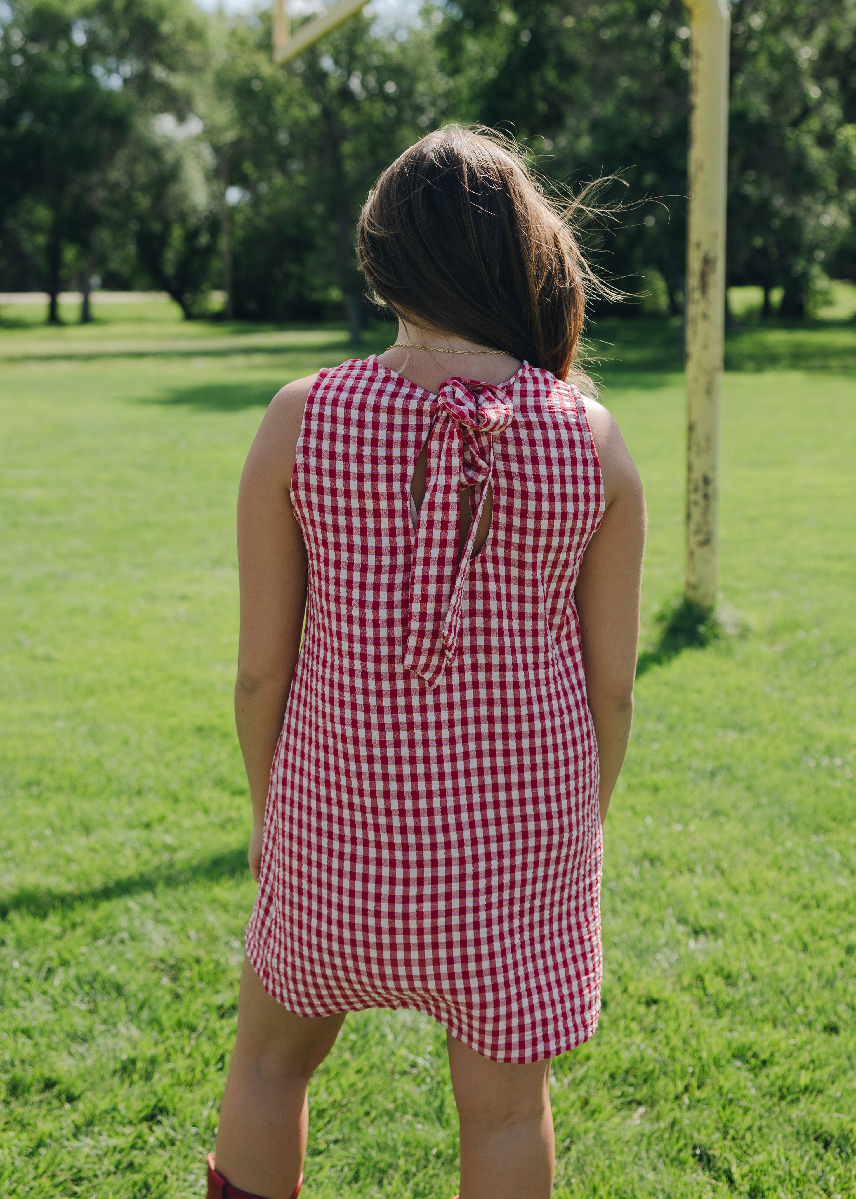 Gingham Tie Back Sleeveless Dress