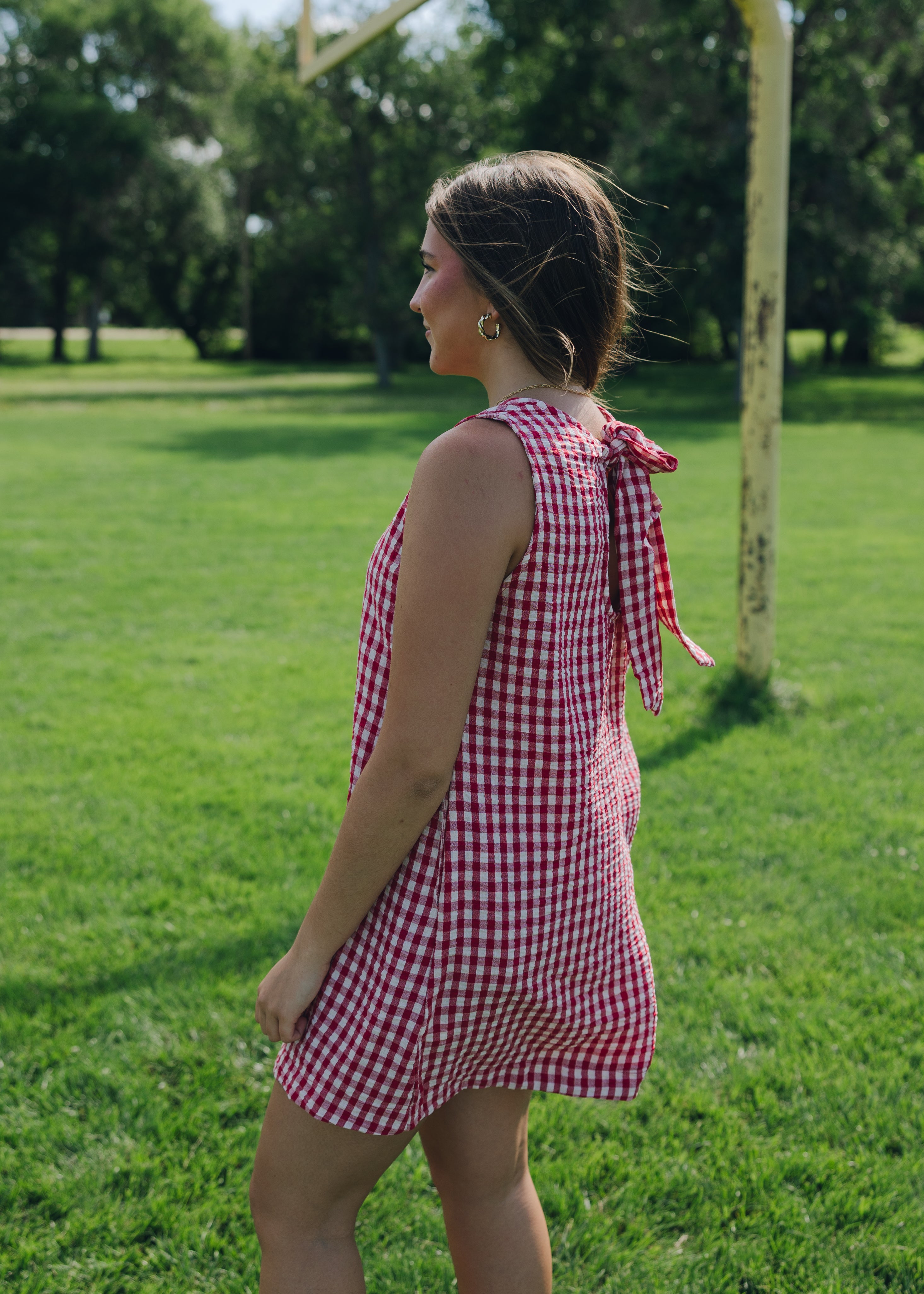 Gingham Tie Back Sleeveless Dress