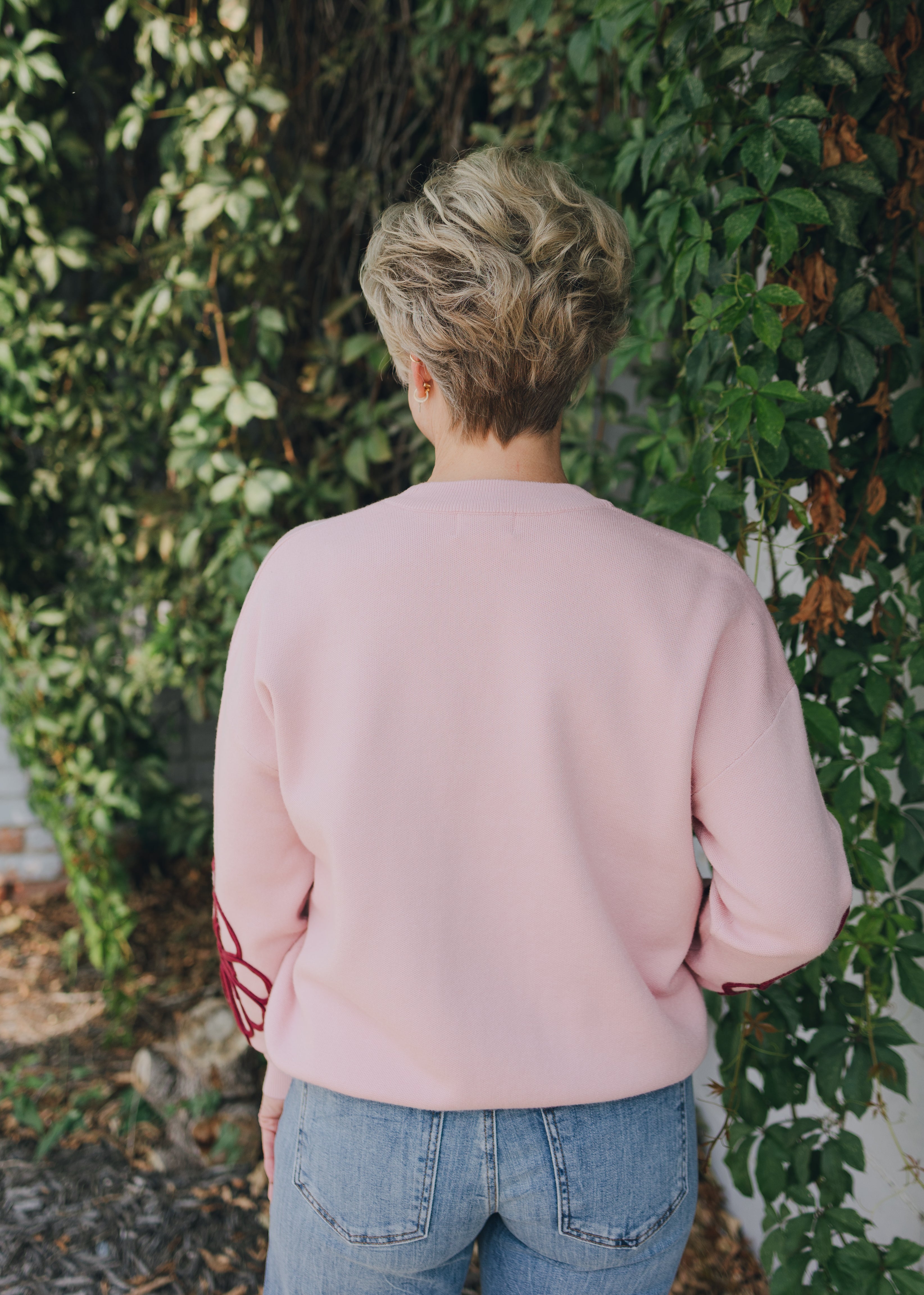 Apricot Cornelli Embroidered Big Flower Sweater