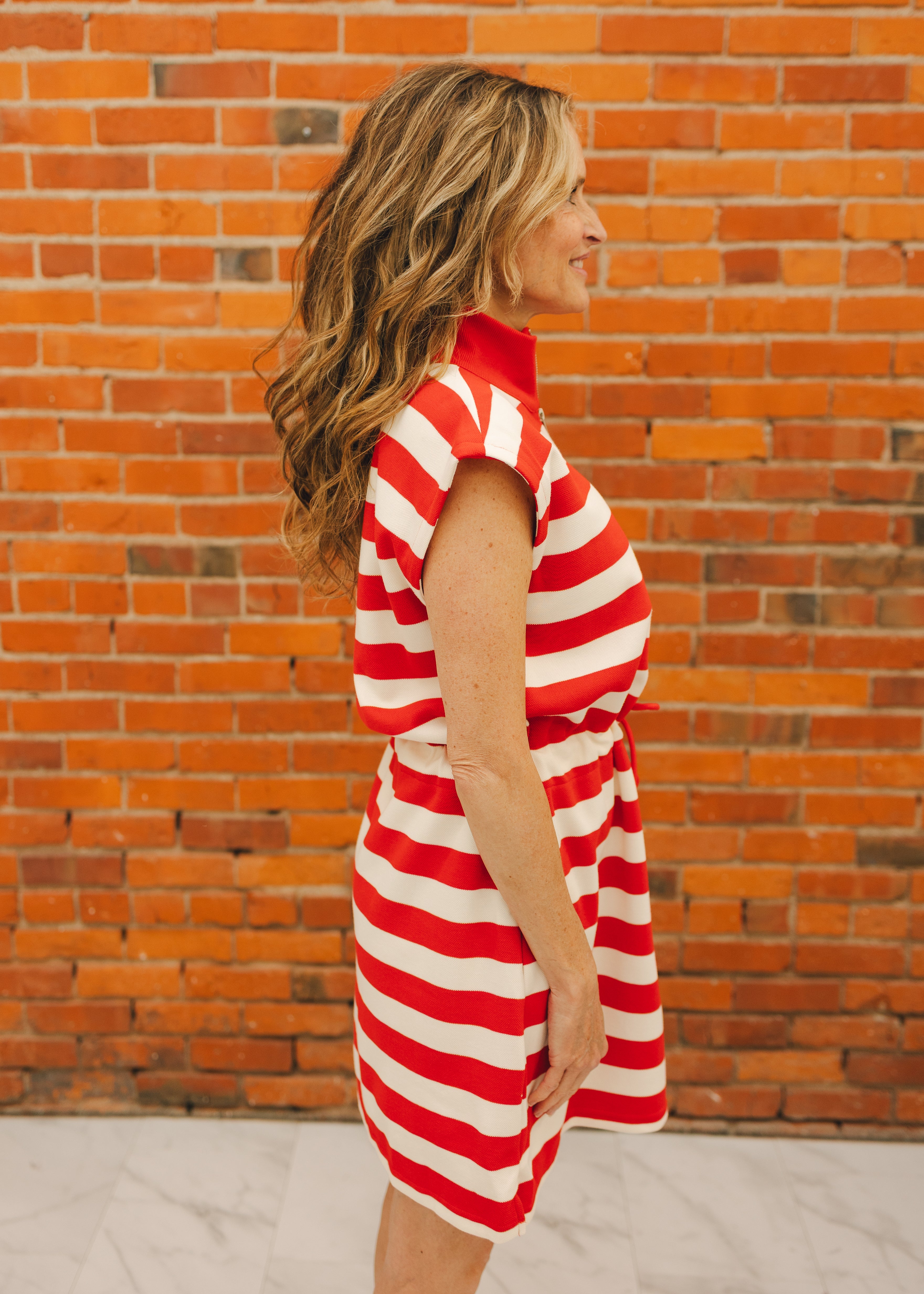 Knit Collared Striped Mini Dress