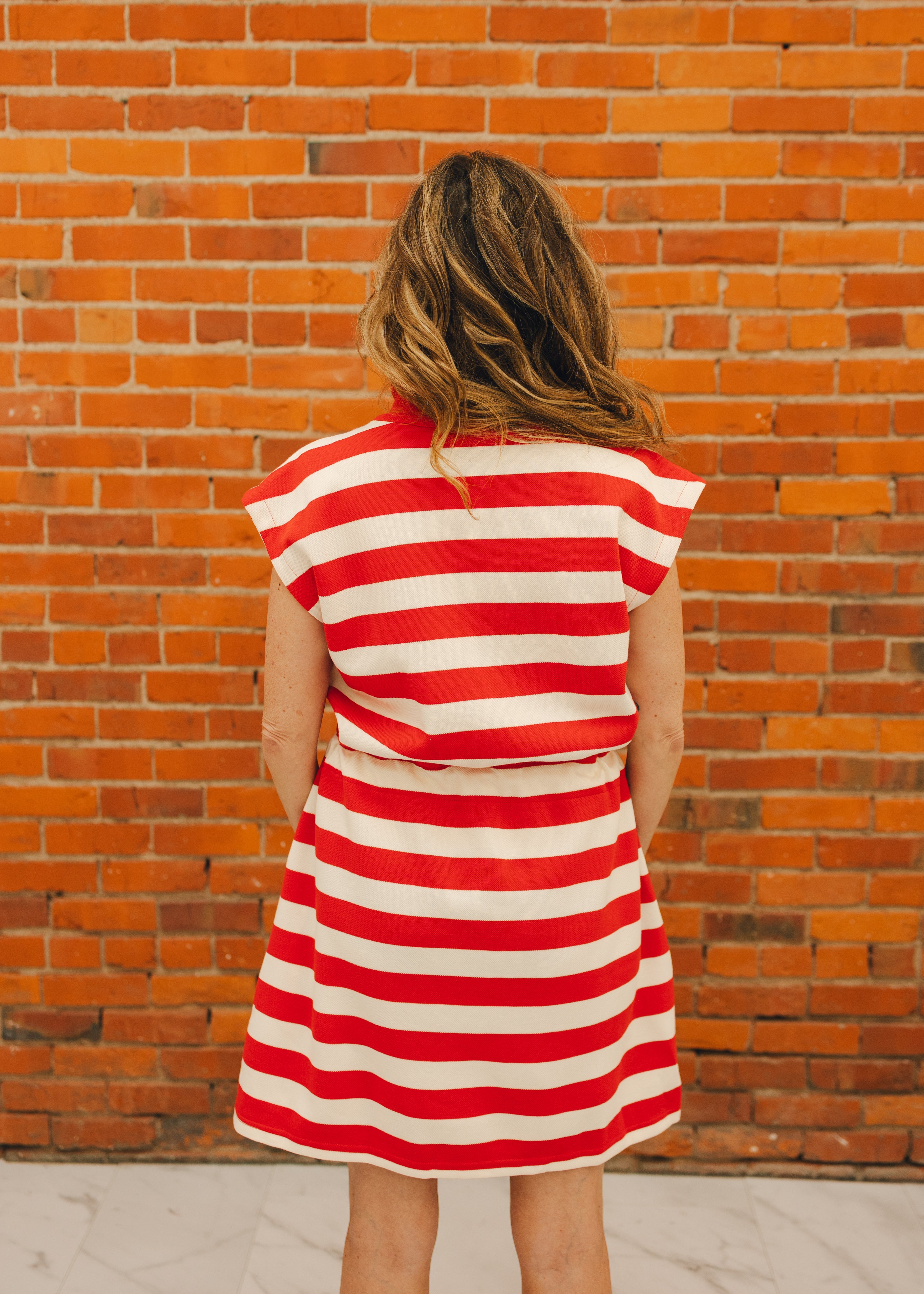 Knit Collared Striped Mini Dress